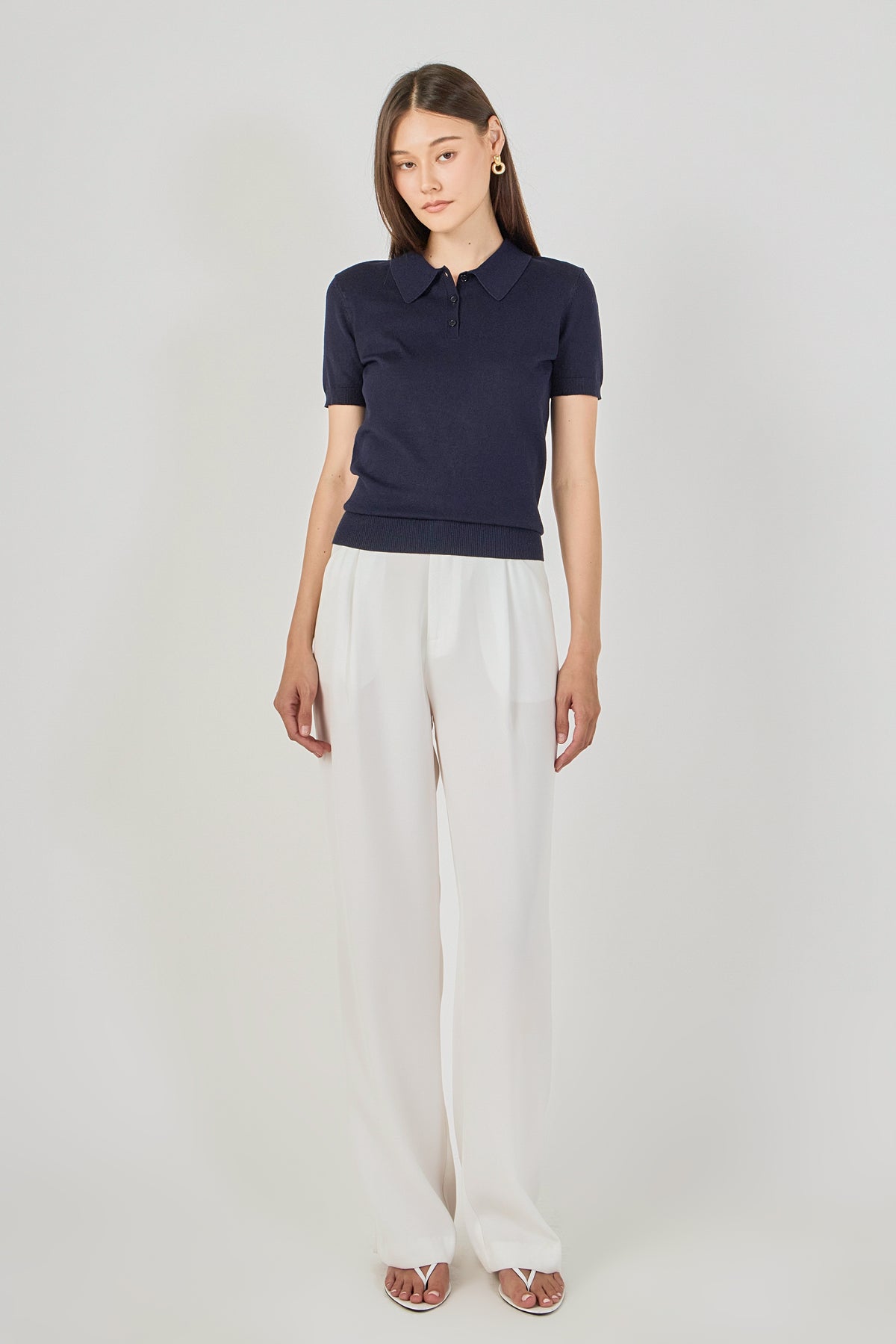 ENDLESS ROSE - Collared Short Sleeve Sweater - SWEATERS & KNITS available at Objectrare
