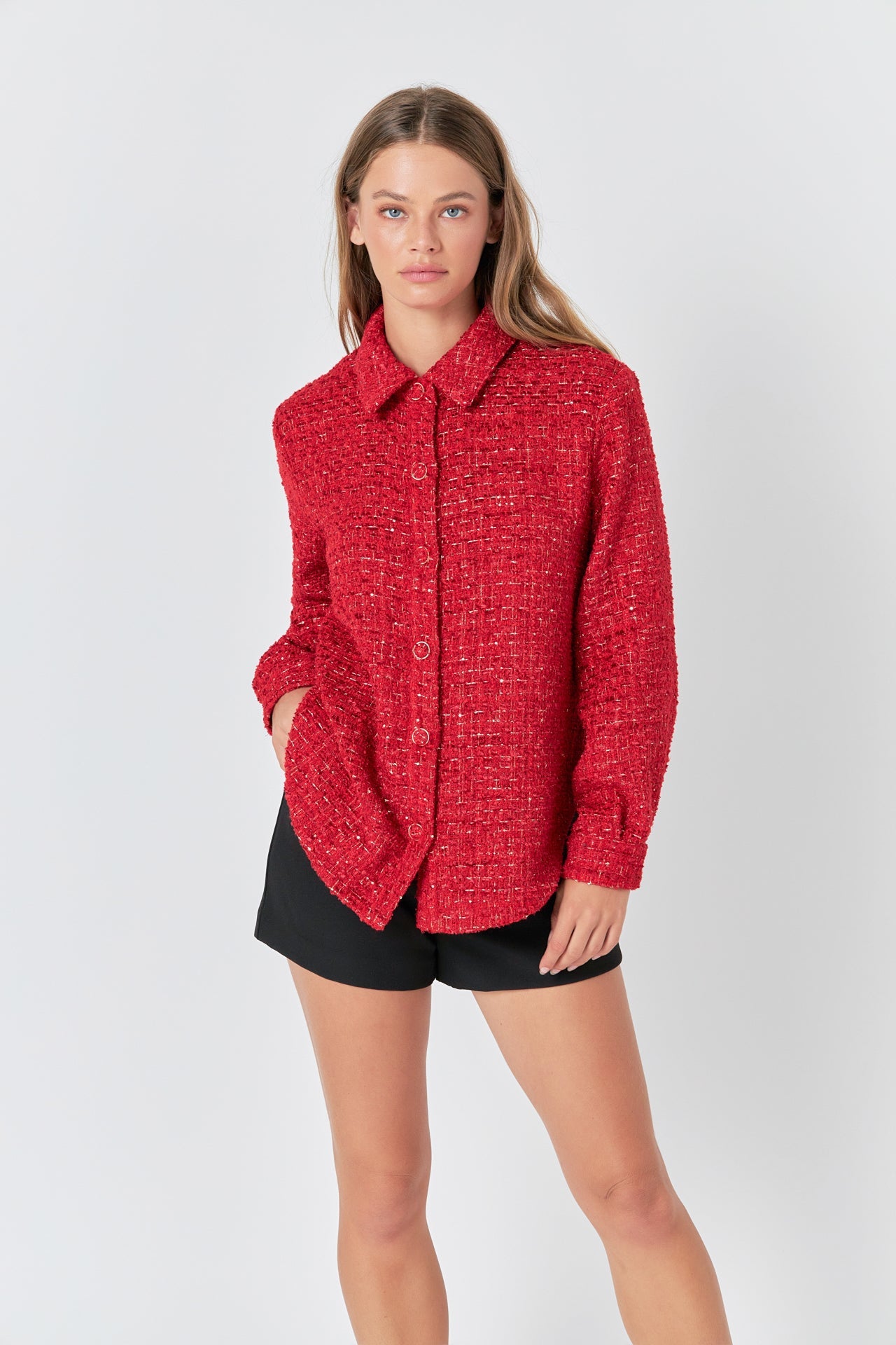 ENDLESS ROSE - Tweed Shirt - TOPS available at Objectrare