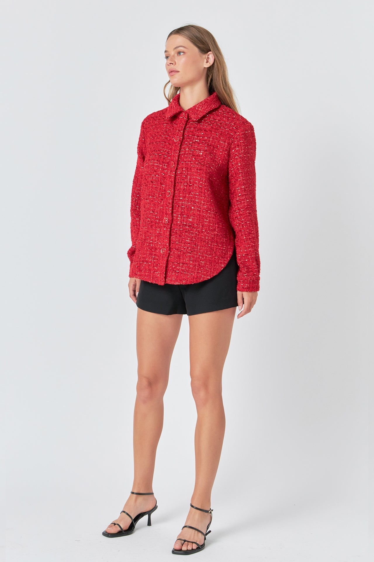ENDLESS ROSE - Tweed Shirt - TOPS available at Objectrare