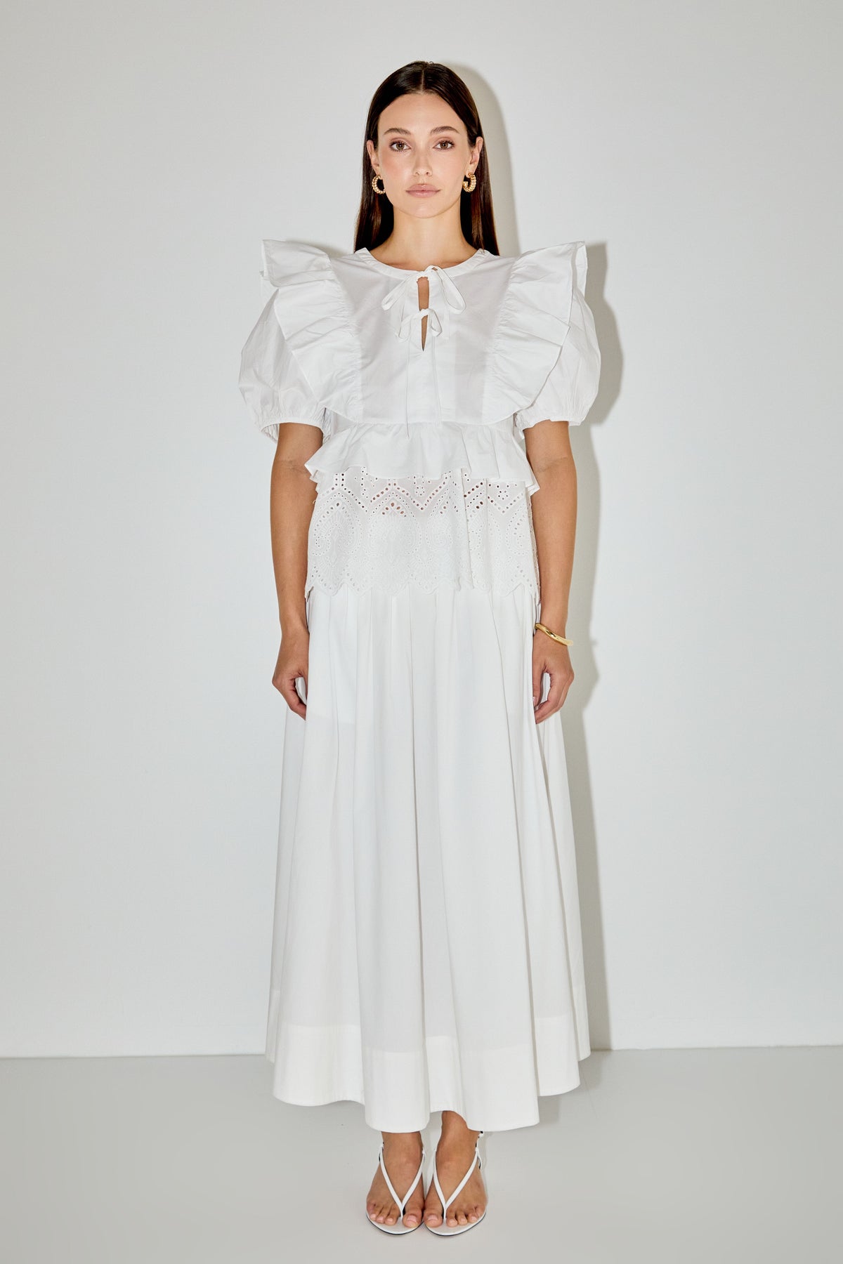LA'VEN - Cotton Eyelet Blouse Top - TOPS available at Objectrare