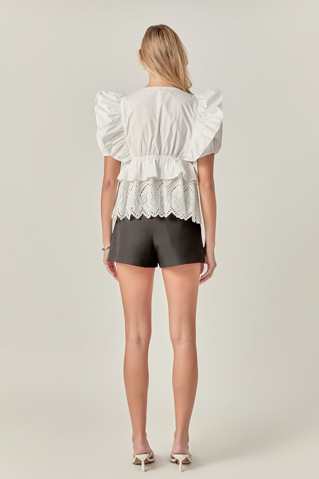 LA'VEN - Cotton Eyelet Blouse Top - TOPS available at Objectrare