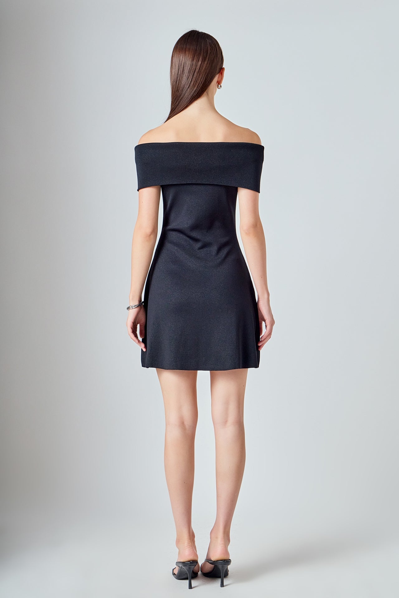 ENDLESS ROSE - Off Shoulder Lurex Knit Mini Dress - DRESSES available at Objectrare