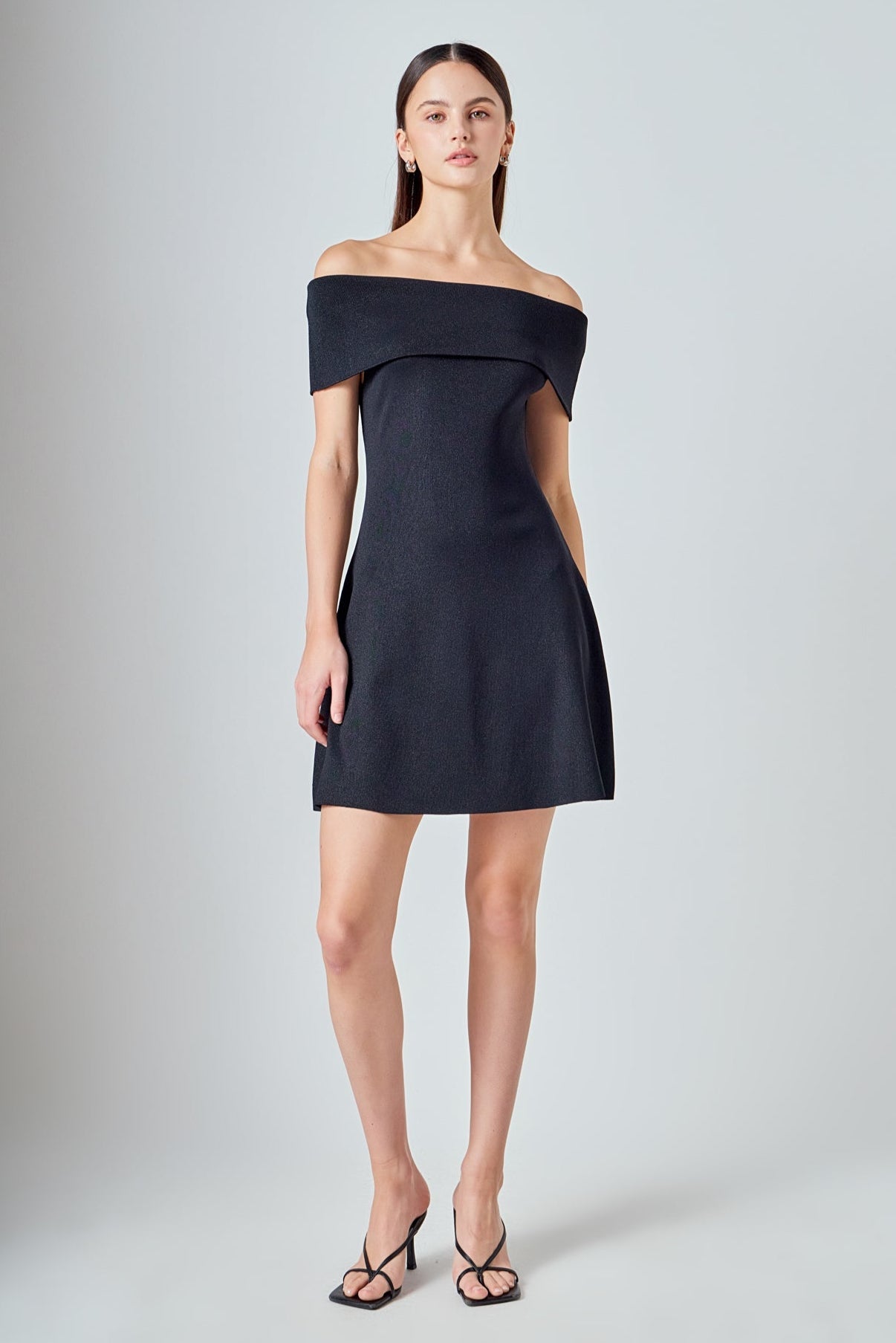 ENDLESS ROSE - Off Shoulder Lurex Knit Mini Dress - DRESSES available at Objectrare