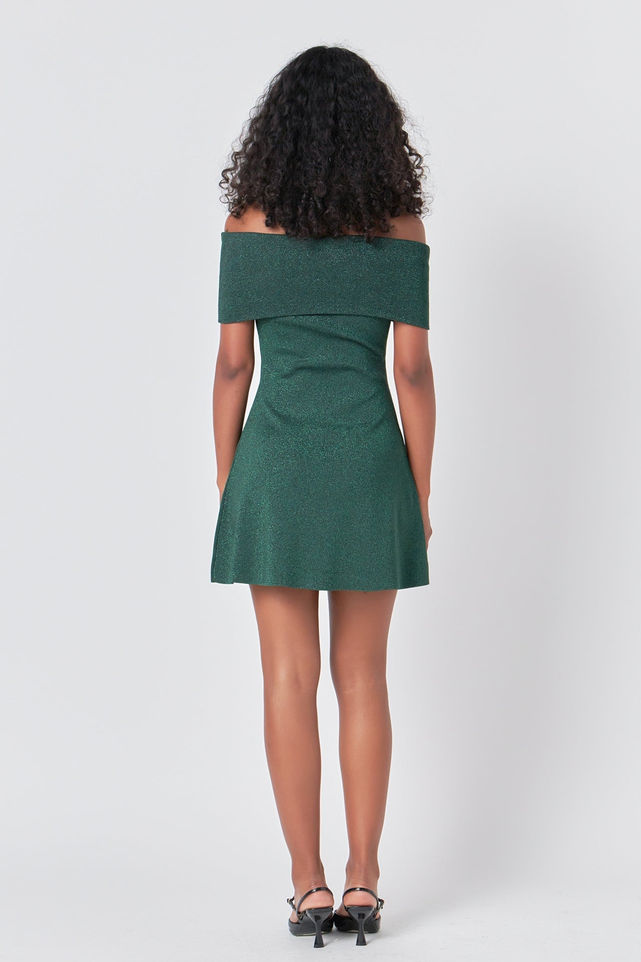 ENDLESS ROSE - Off Shoulder Lurex Knit Mini Dress - DRESSES available at Objectrare