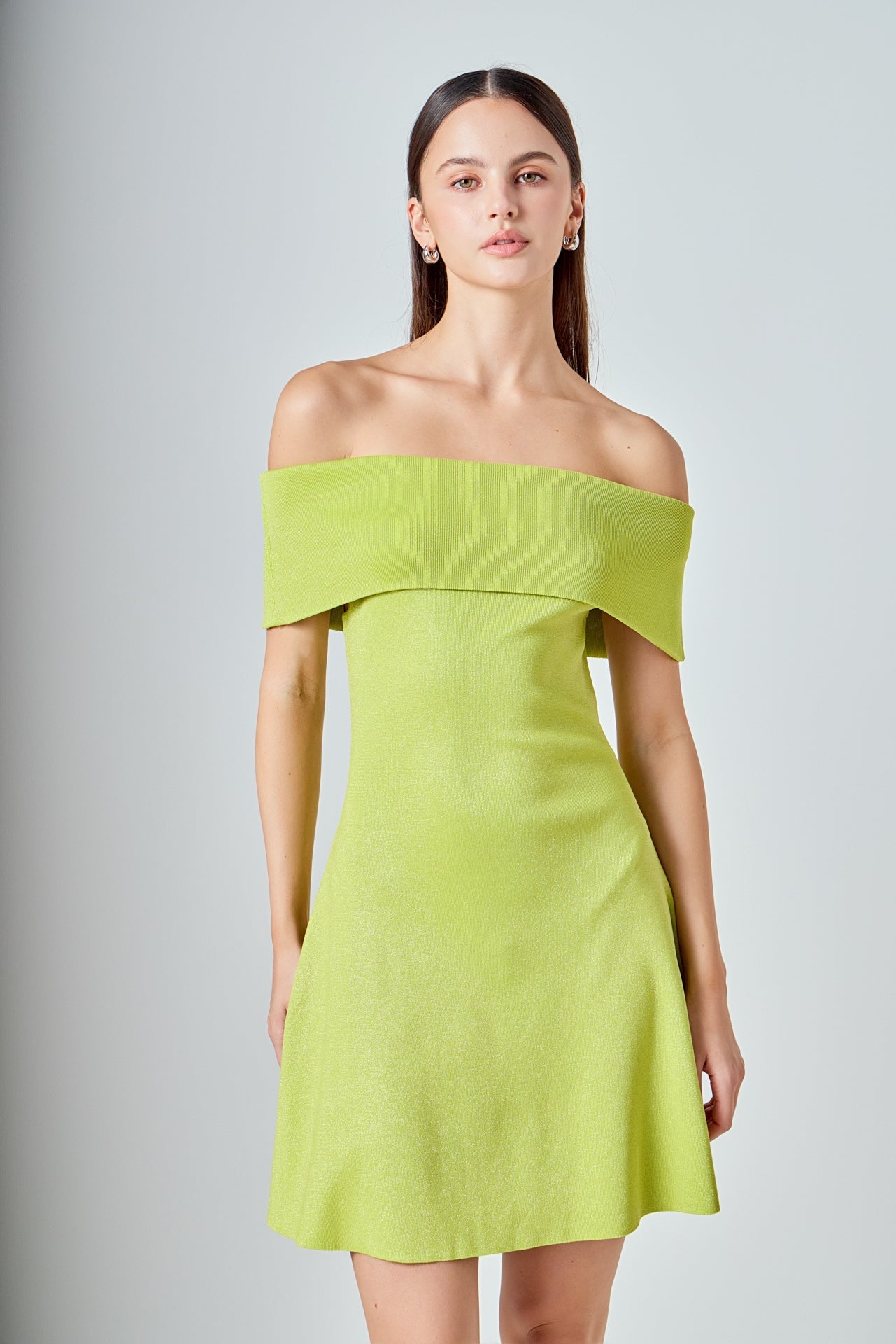 ENDLESS ROSE - Off Shoulder Lurex Knit Mini Dress - DRESSES available at Objectrare