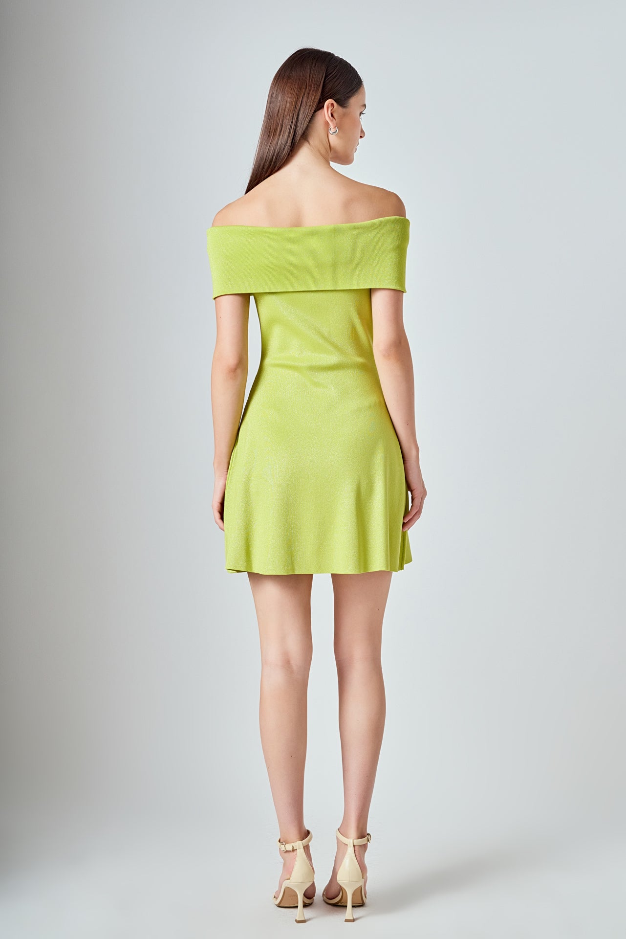 ENDLESS ROSE - Off Shoulder Lurex Knit Mini Dress - DRESSES available at Objectrare