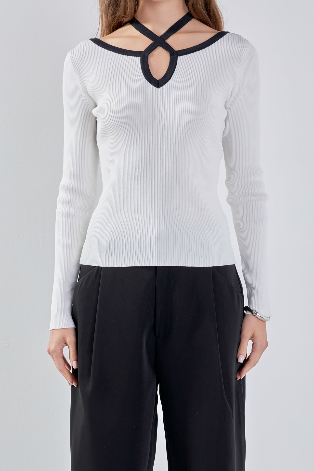 ENDLESS ROSE - Knit Cutout Halter Top - SWEATERS & KNITS available at Objectrare