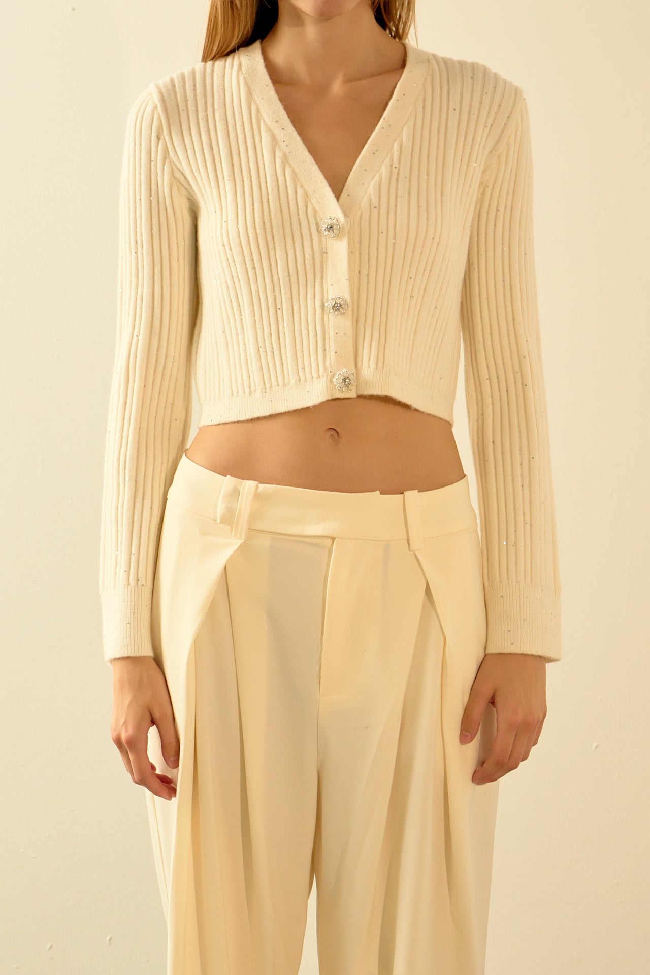 ENDLESS ROSE - Sequins Crop Cardigan - SWEATERS & KNITS available at Objectrare