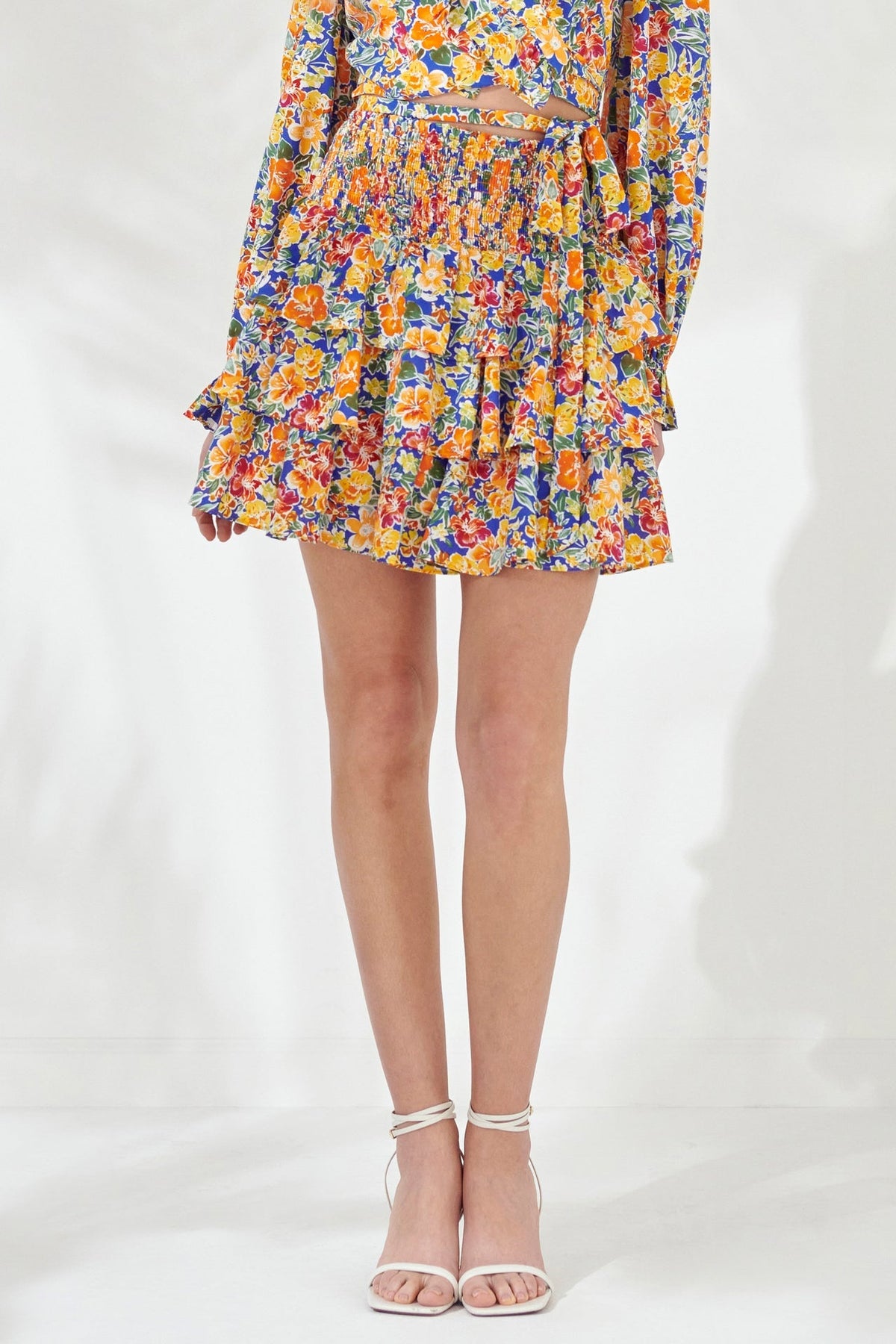 ENDLESS ROSE - Floral Smocked Tiered Mini Skirt - SKIRTS available at Objectrare