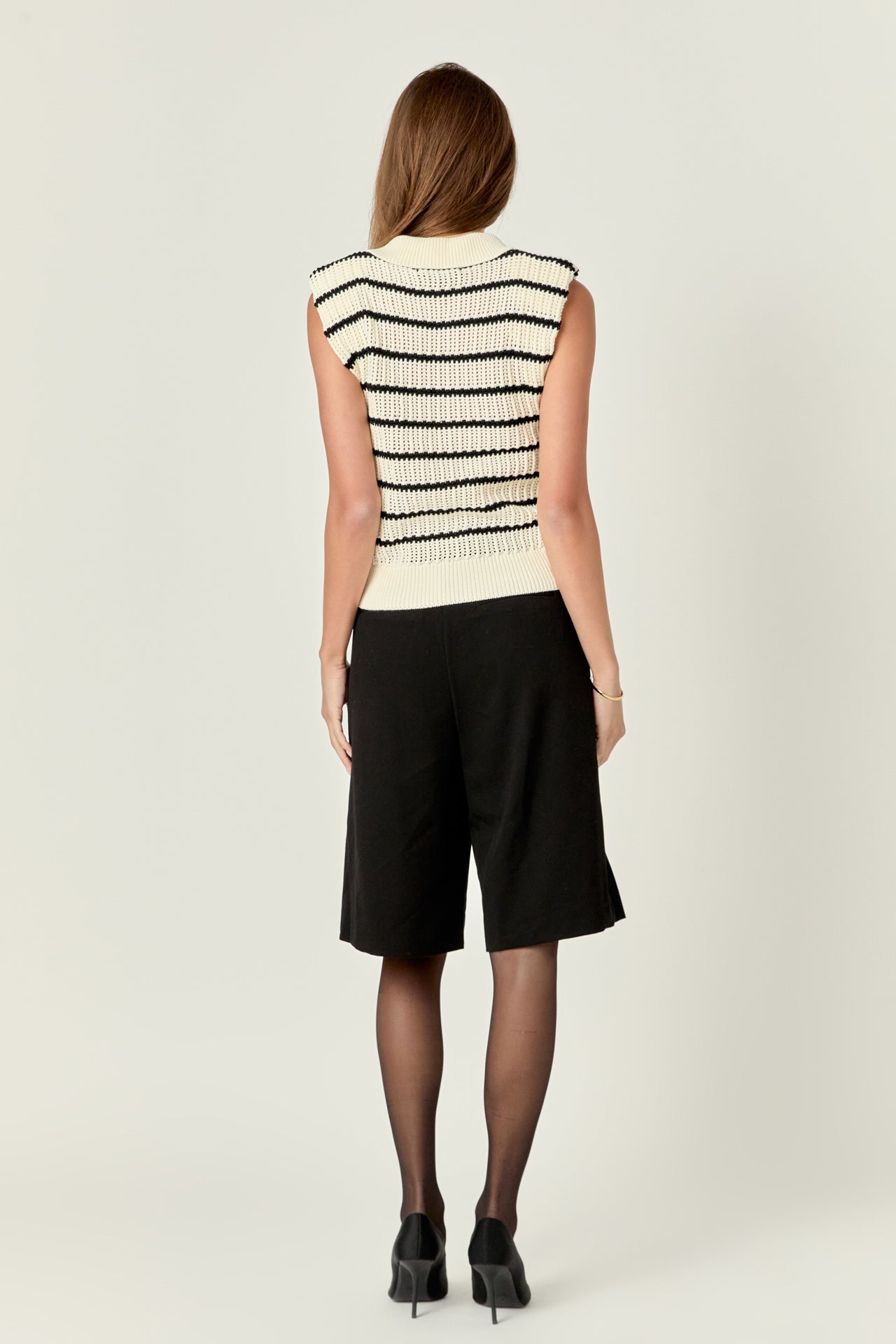 ENGLISH FACTORY - Collared Striped Sweater - TOPS available at Objectrare