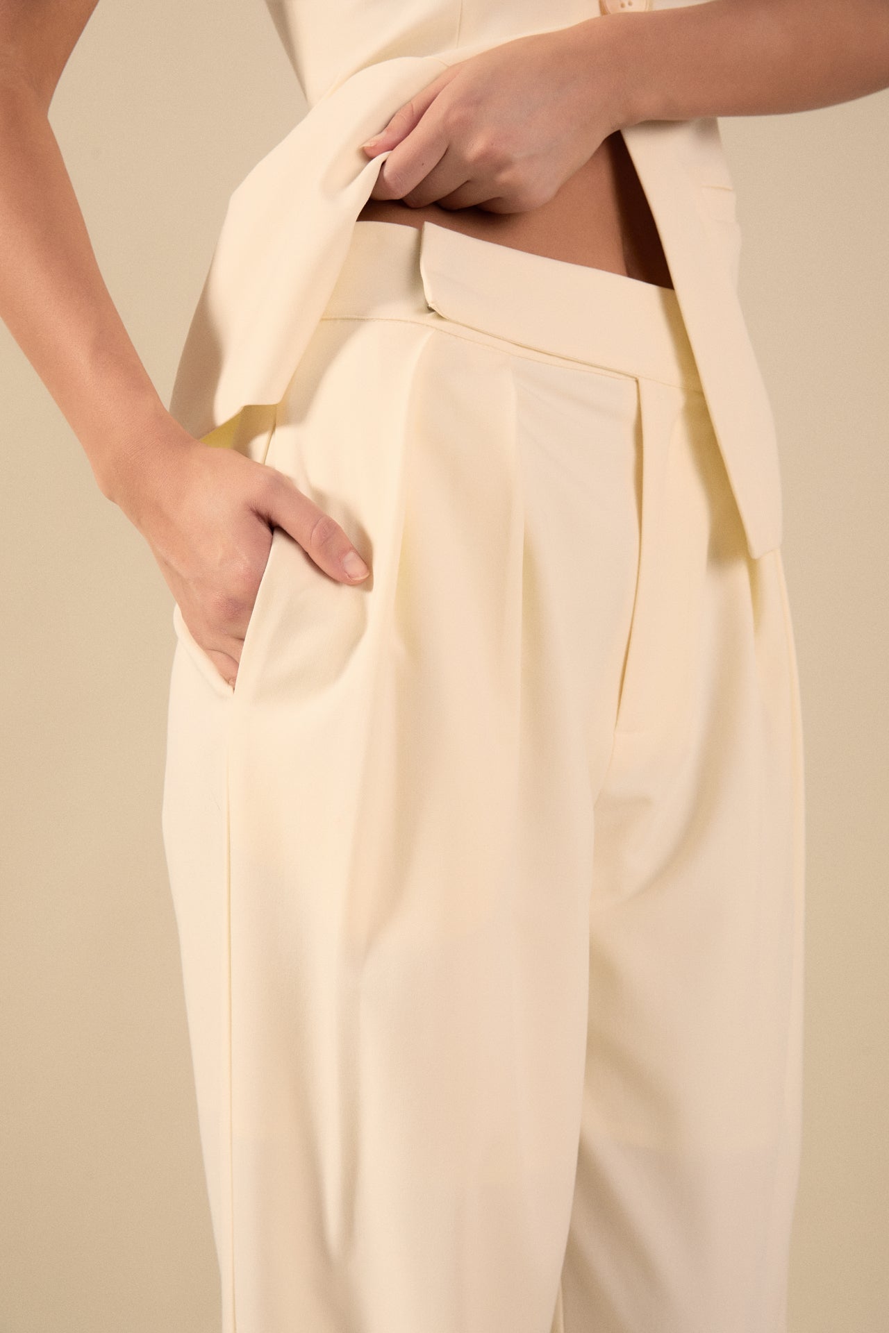 ENDLESS ROSE - Mid Rise Pleated Wide leg Trousers - PANTS available at Objectrare