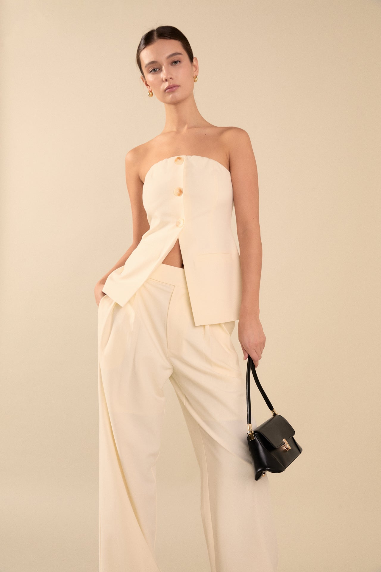 ENDLESS ROSE - Lexy Relaxed Mid Rise Pleated Wide leg Trousers - PANTS available at Objectrare