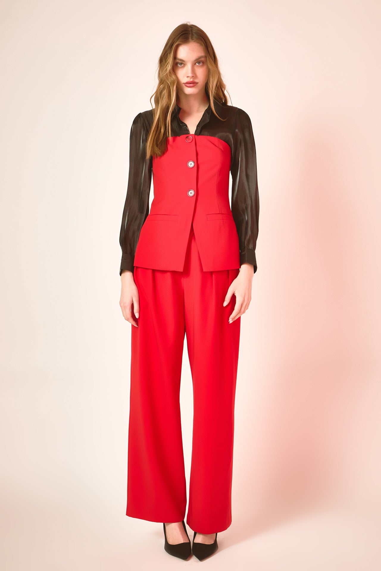 ENDLESS ROSE - Mid Rise Pleated Wide leg Trousers - PANTS available at Objectrare