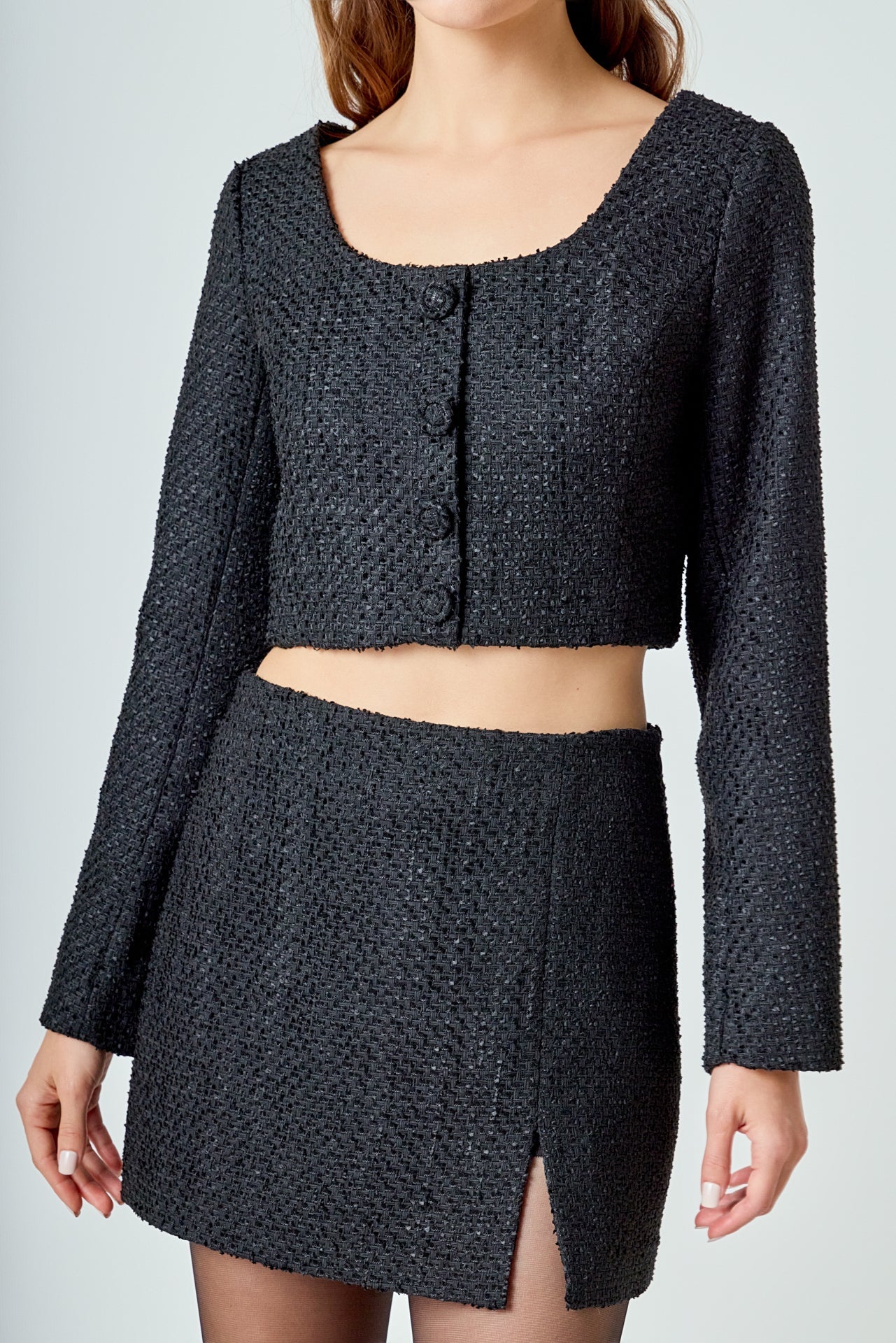 ENDLESS ROSE - Tweed Buttoned Top - TOPS available at Objectrare