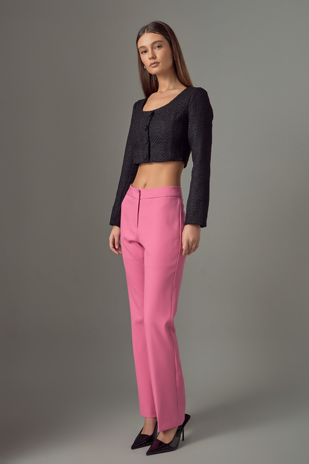 ENDLESS ROSE - Tweed Buttoned Top - TOPS available at Objectrare