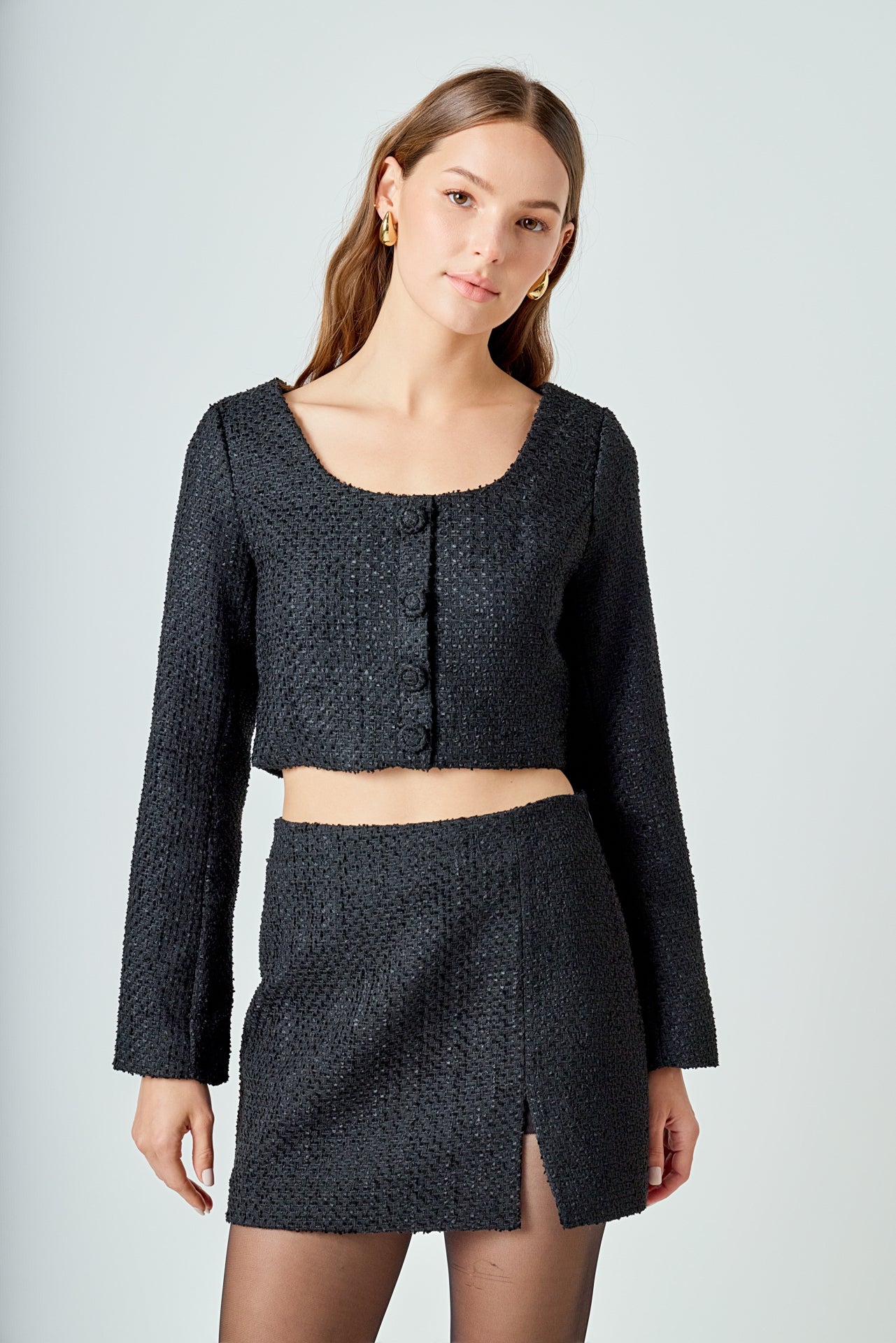 ENDLESS ROSE - High Waisted Tweed Mini Skirt - SKIRTS available at Objectrare