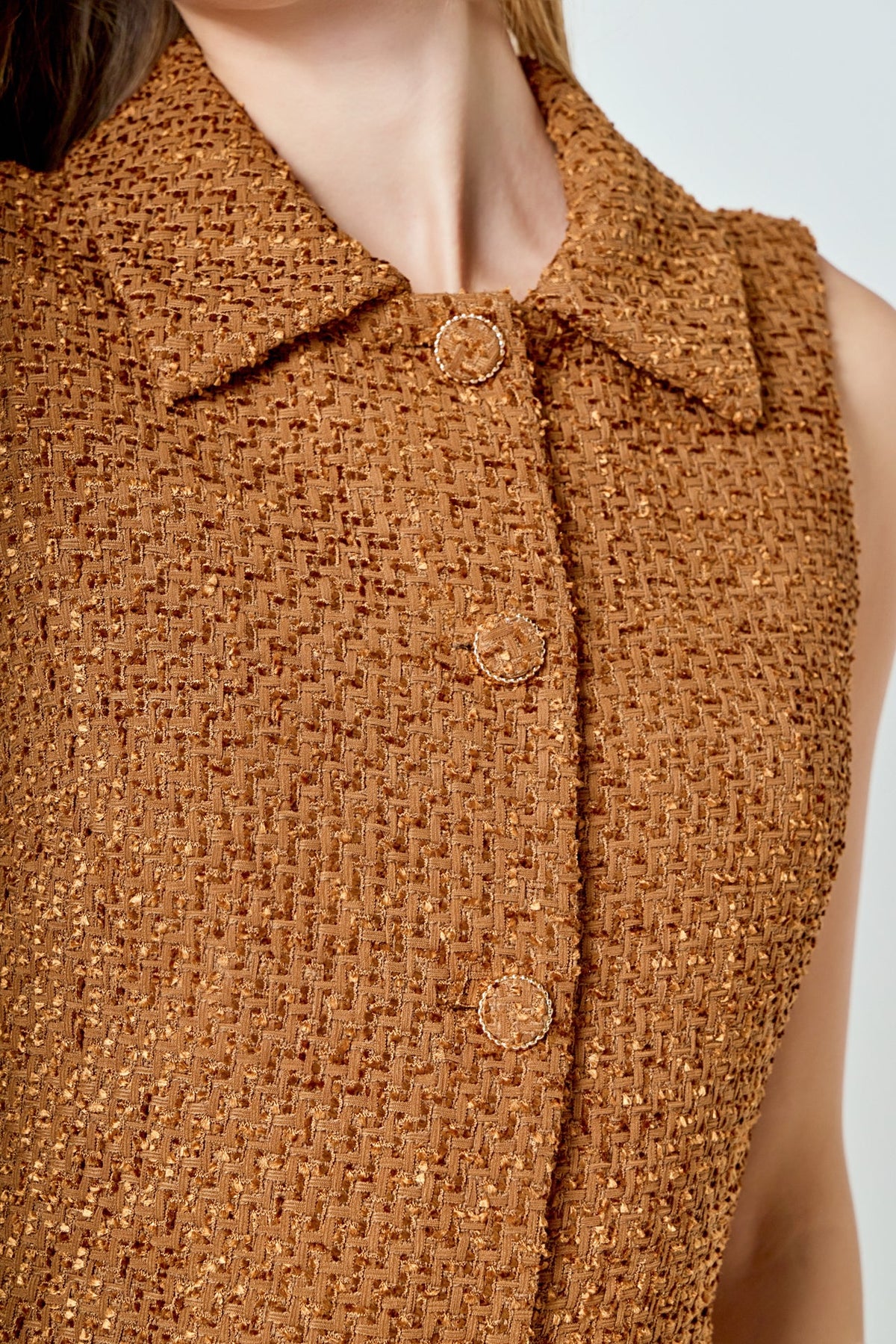 ENDLESS ROSE - Tweed Collared Mini Dress - DRESSES available at Objectrare