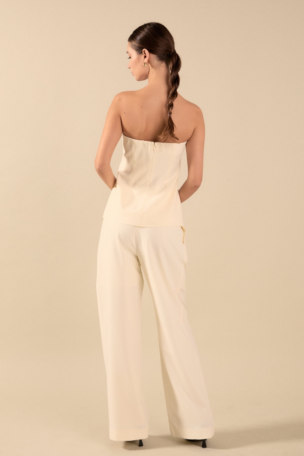 ENDLESS ROSE - Lexy Relaxed 3 Buttoned Strapless Long Top - TOPS available at Objectrare