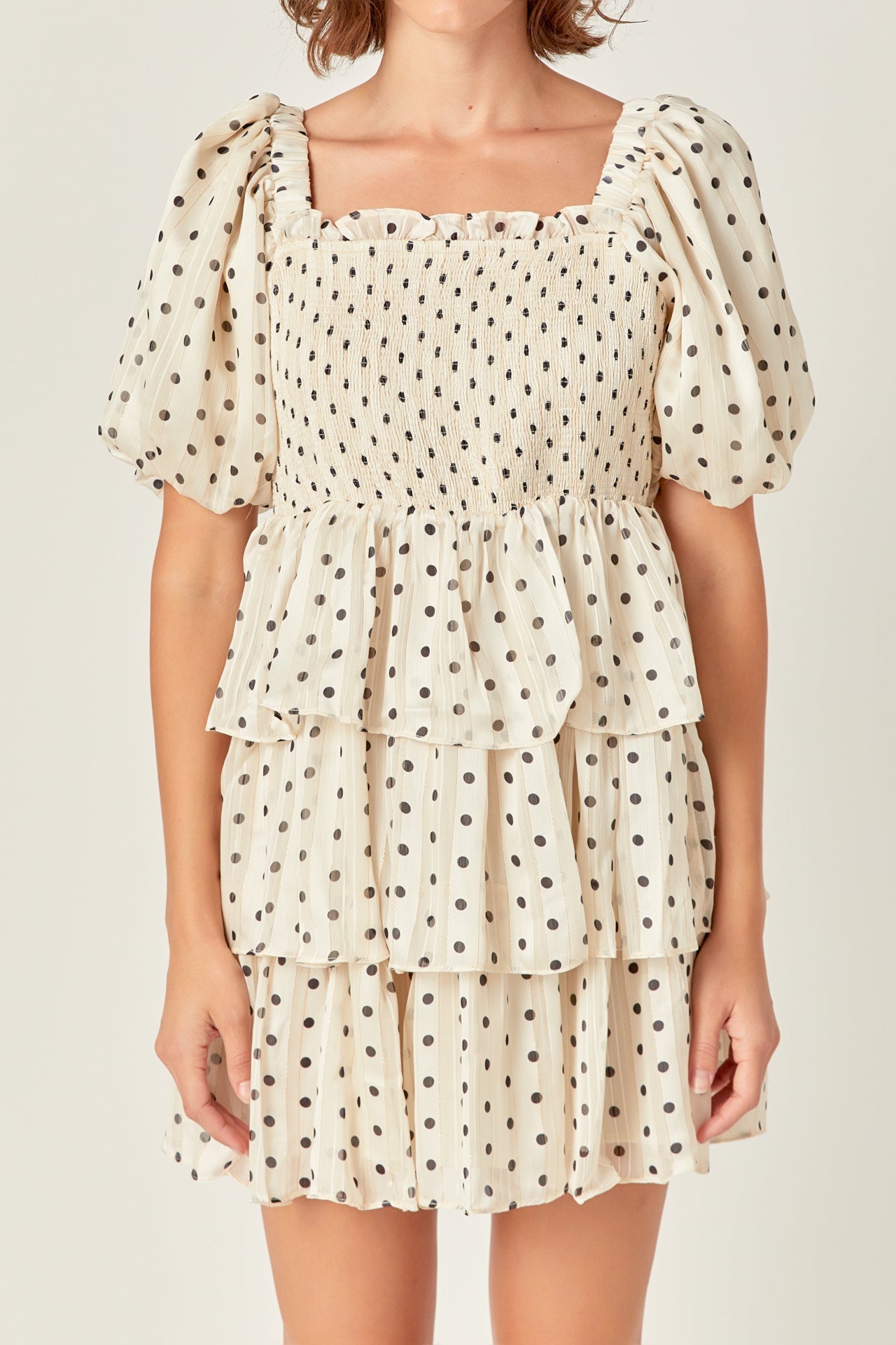 ENGLISH FACTORY - Polka Dot Lurex Multi Tiered Mini - DRESSES available at Objectrare