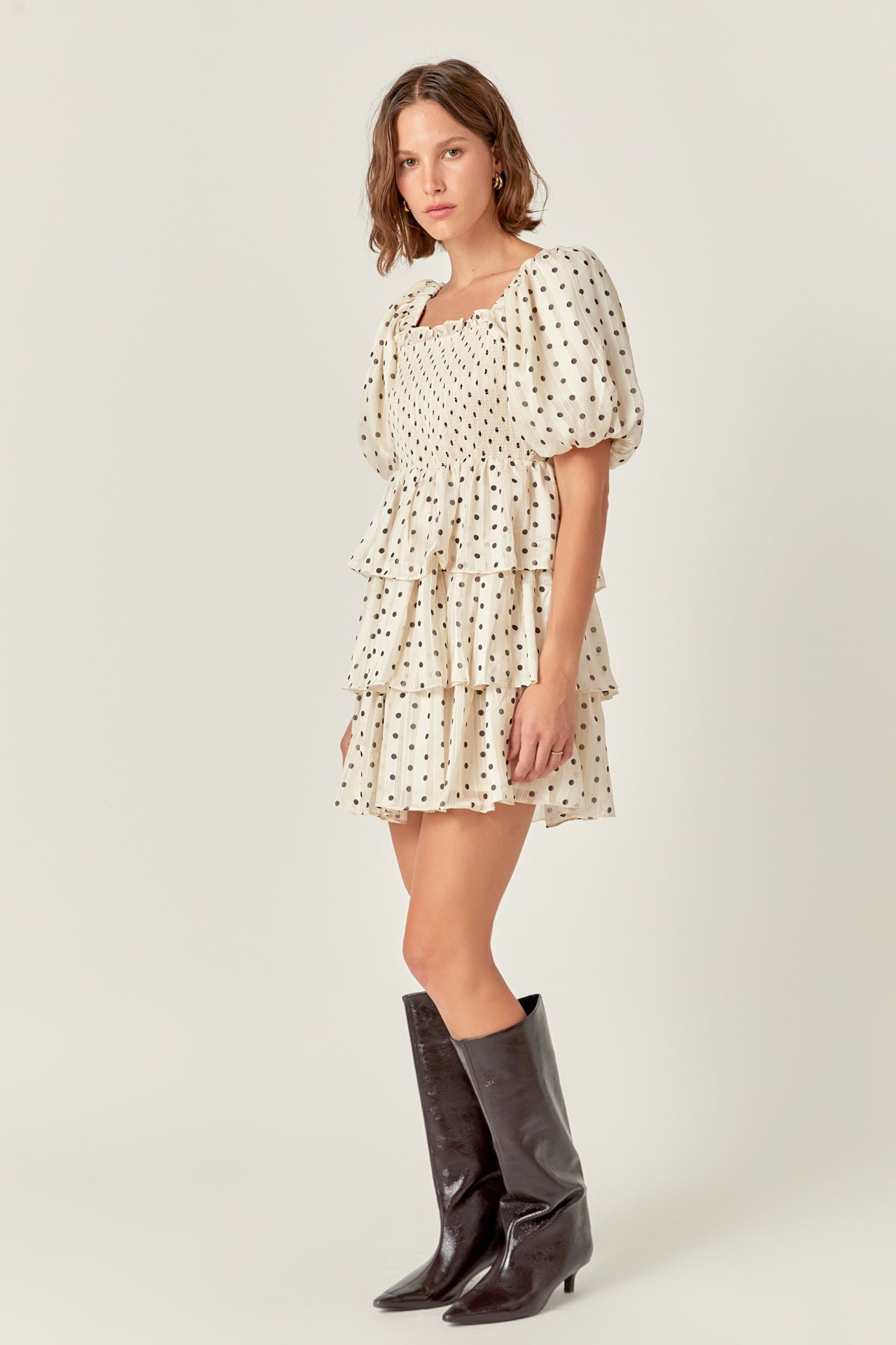 ENGLISH FACTORY - Polka Dot Lurex Multi Tiered Mini - DRESSES available at Objectrare