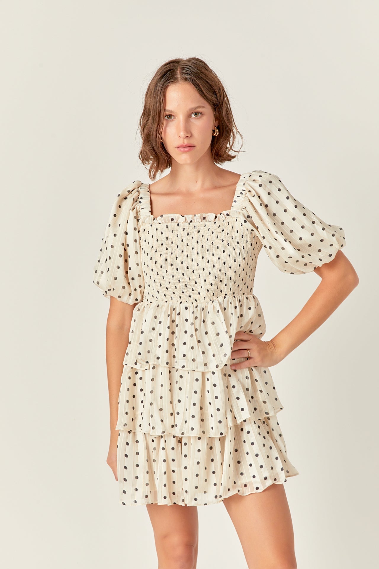 ENGLISH FACTORY - Polka Dot Lurex Multi Tiered Mini - DRESSES available at Objectrare