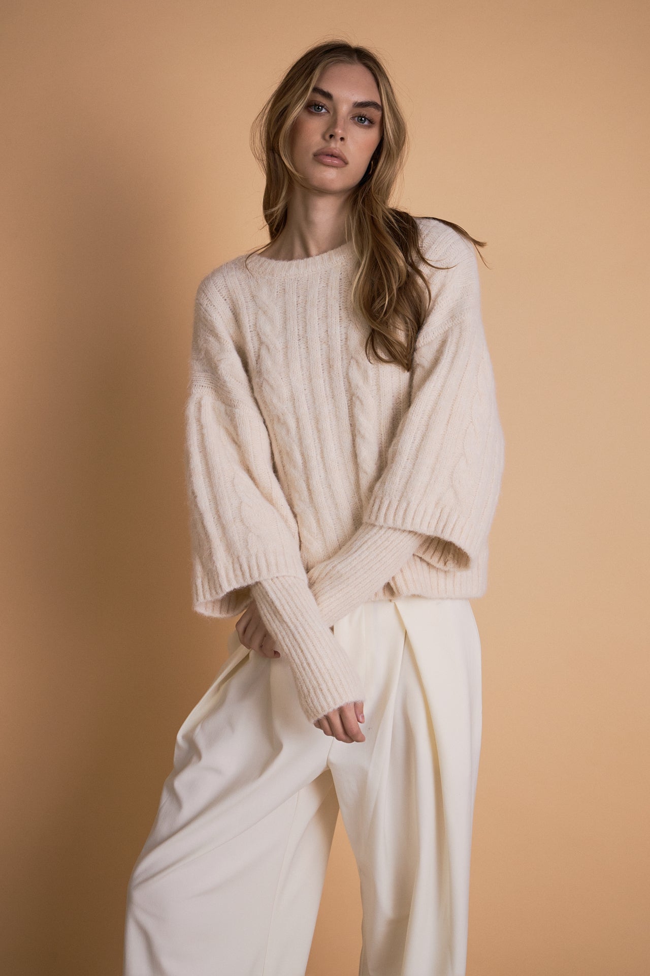 ENDLESS ROSE - Cable Twofer Sweater - SWEATERS & KNITS available at Objectrare