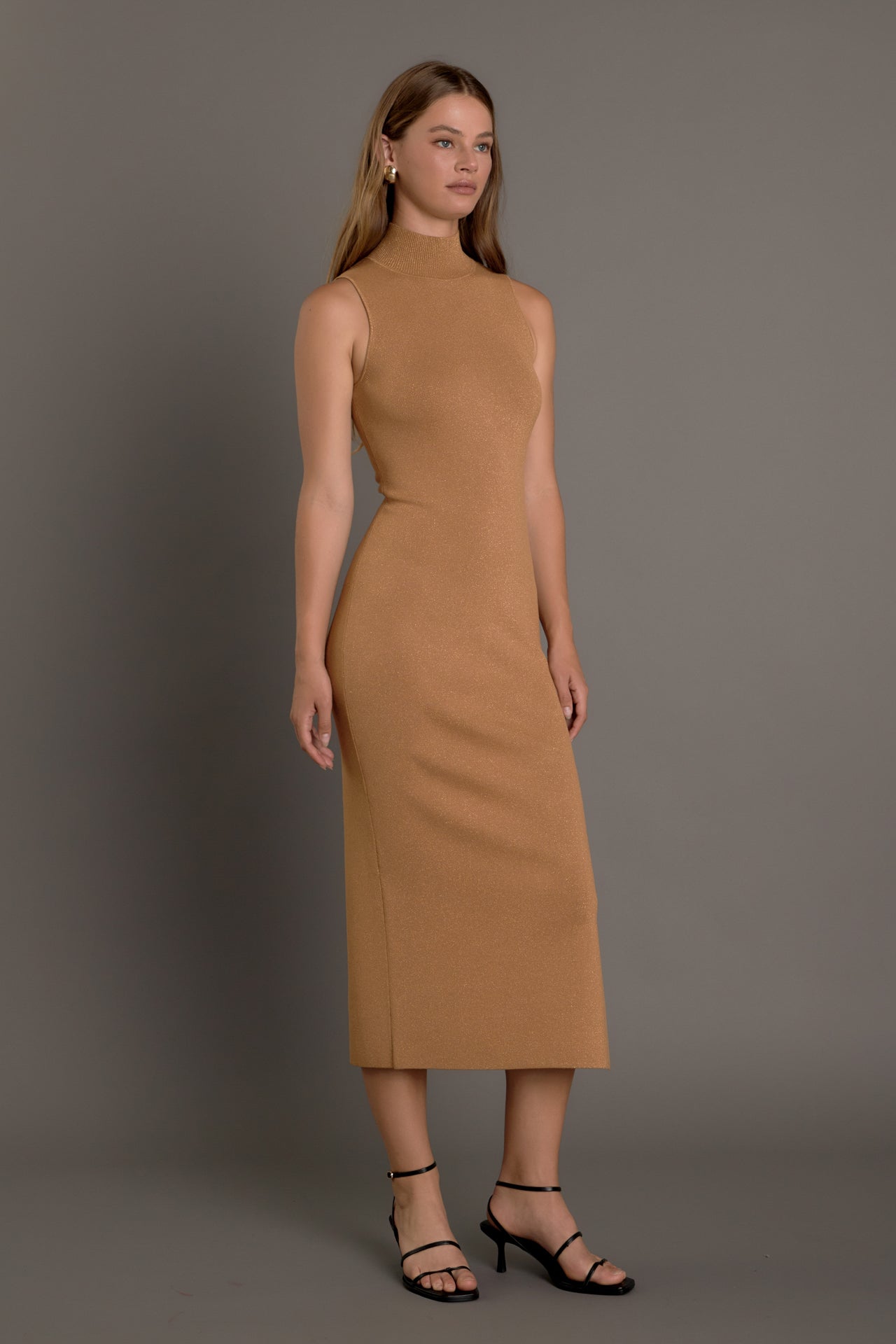 ENDLESS ROSE - Lurex High Neck Midi Dress - DRESSES available at Objectrare