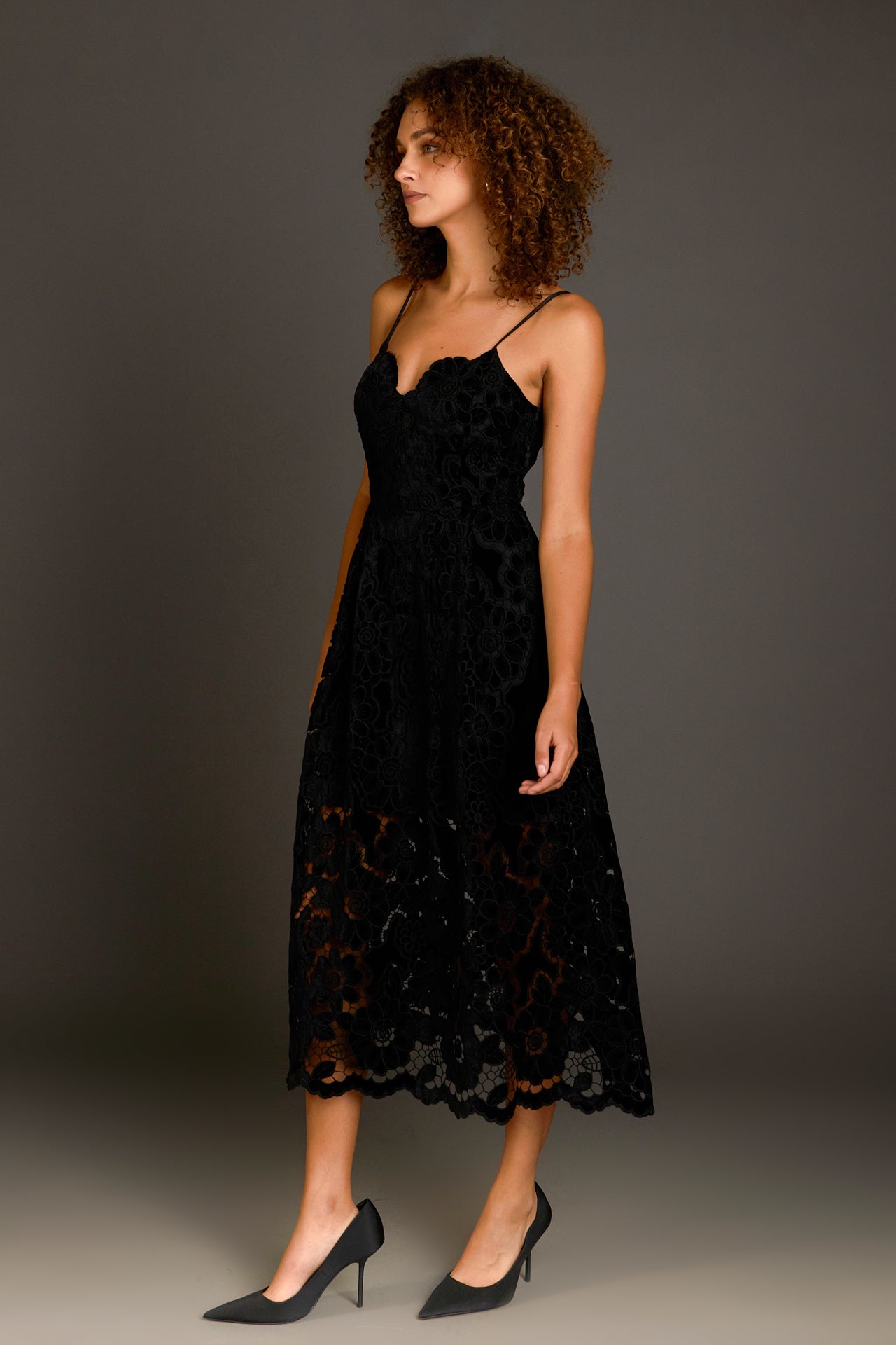 ENDLESS ROSE - Velvet Lace Midi Dress - DRESSES available at Objectrare