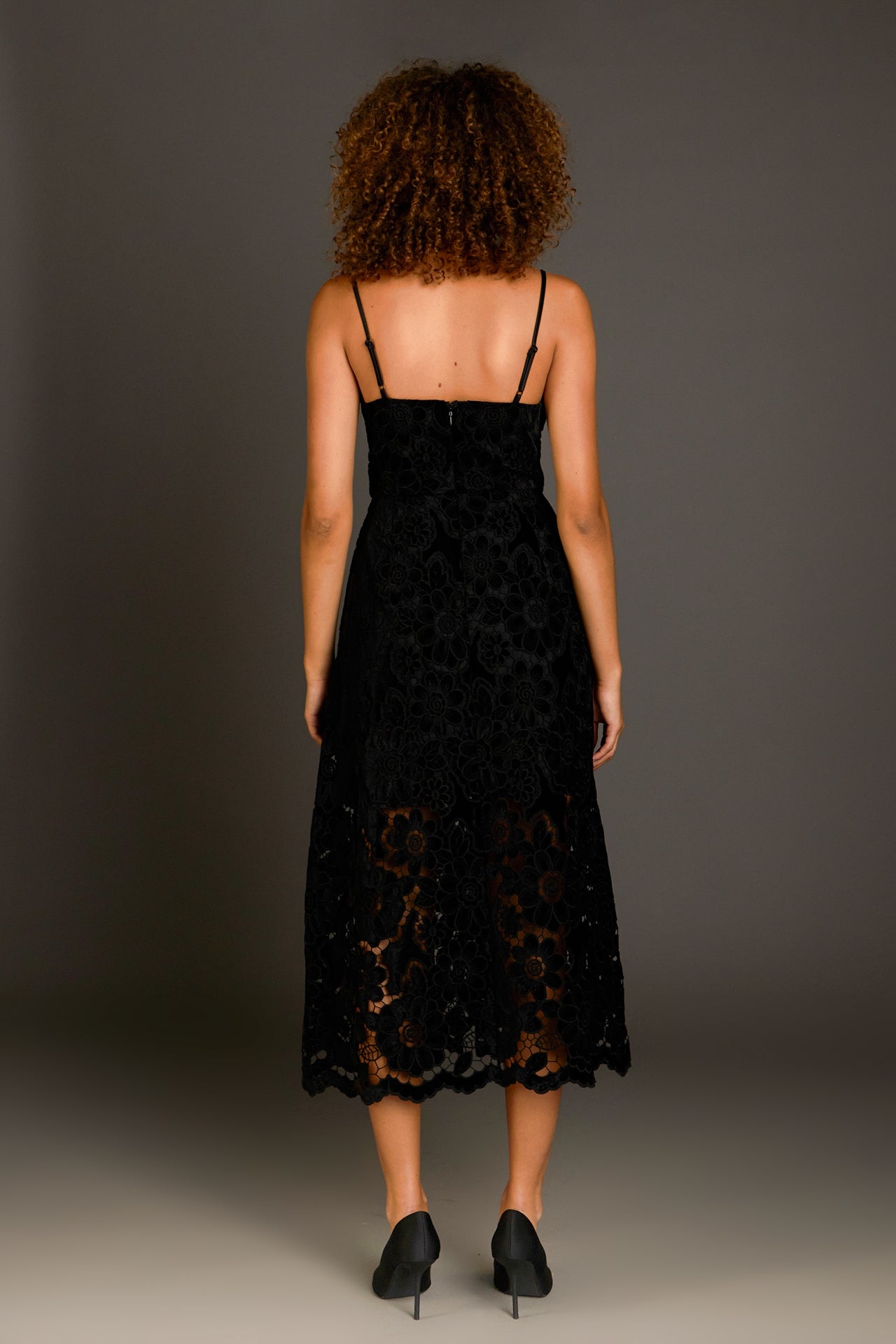 ENDLESS ROSE - Velvet Lace Midi Dress - DRESSES available at Objectrare