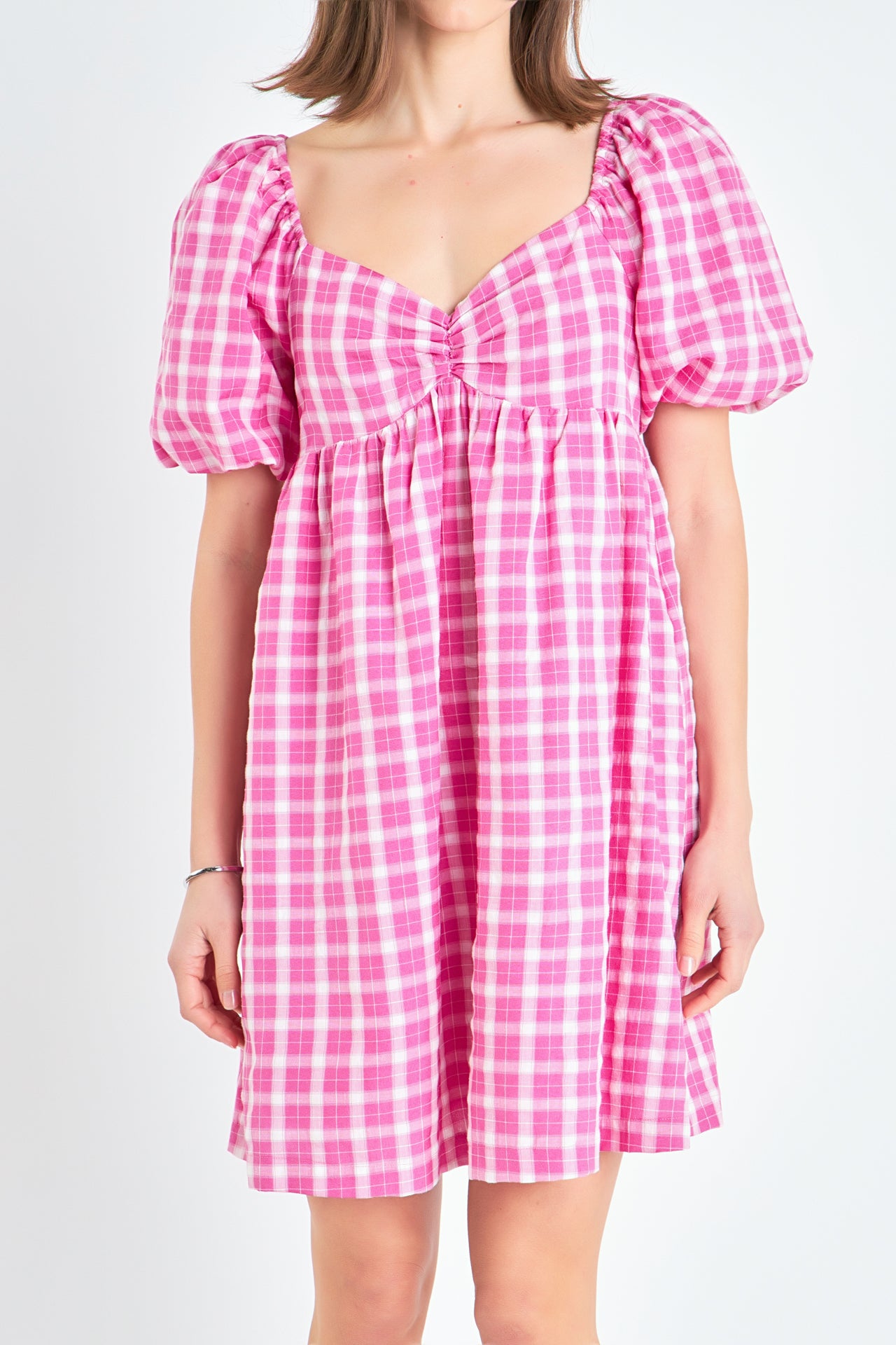ENGLISH FACTORY - Gingham Linen Sweetheart Baby Doll - DRESSES available at Objectrare