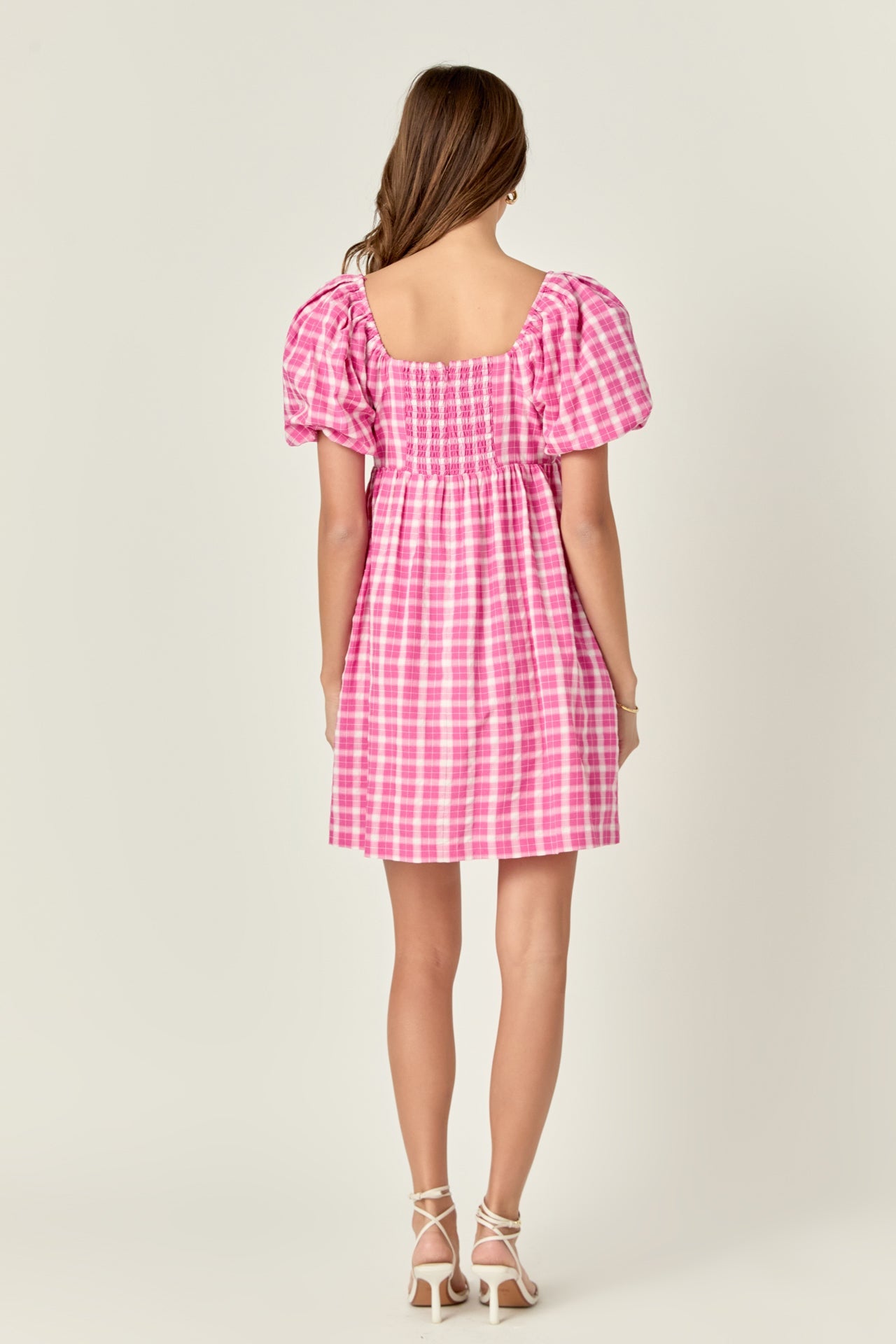 ENGLISH FACTORY - Gingham Linen Sweetheart Baby Doll Dress - DRESSES available at Objectrare