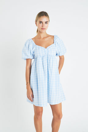 ENGLISH FACTORY - Gingham Linen Sweetheart Baby Doll - DRESSES available at Objectrare