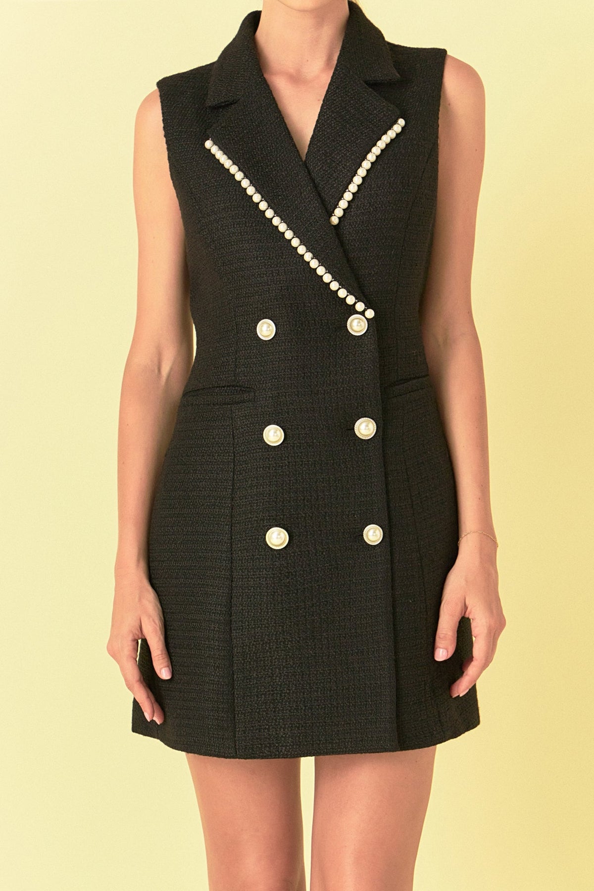 ENDLESS ROSE - Pearl Trim Sleeveless Dress - DRESSES available at Objectrare