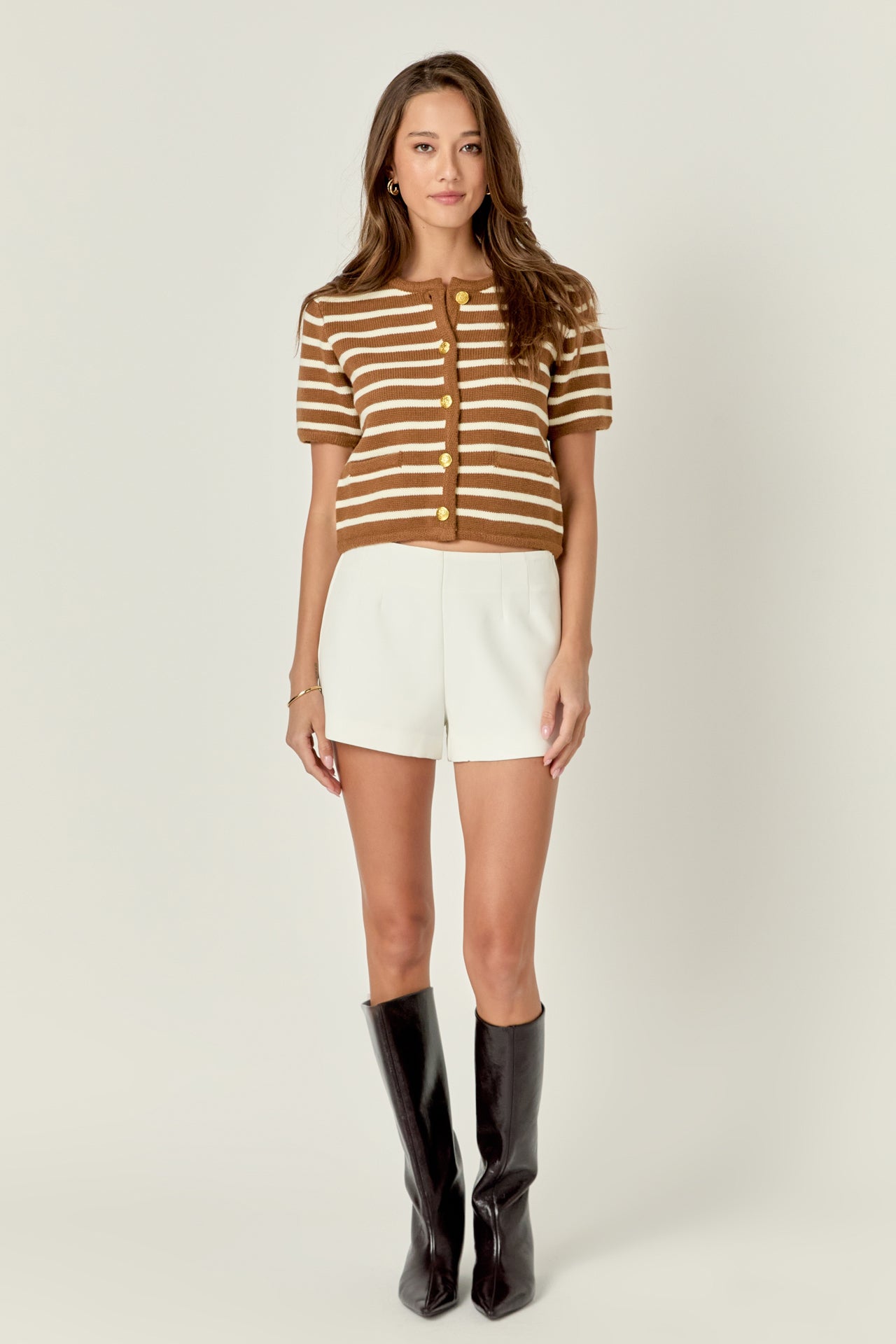 ENGLISH FACTORY - Knit Striped Sweater Cardigan - SWEATERS & KNITS available at Objectrare