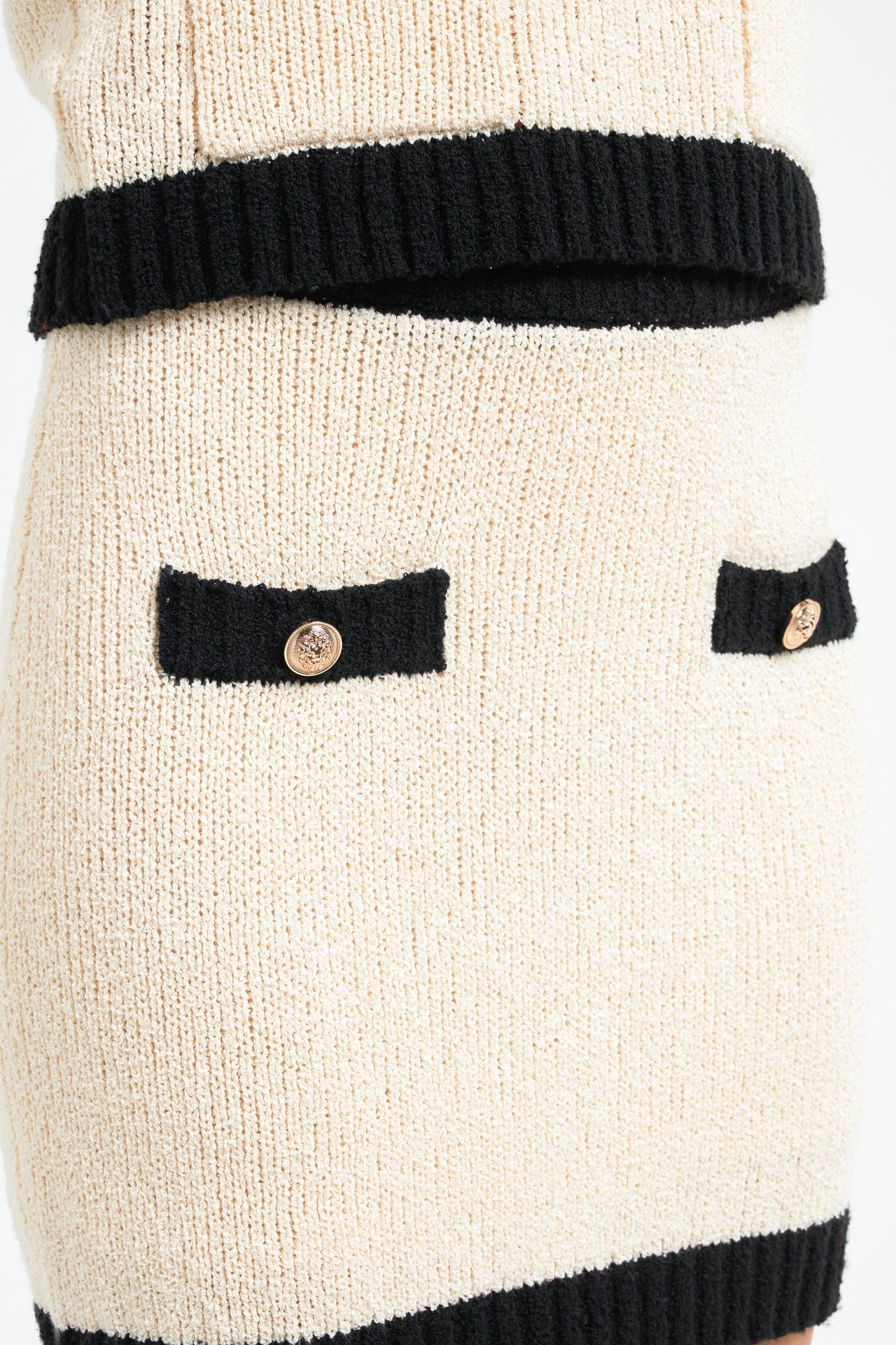 ENDLESS ROSE - Knit Mini Skirt with Gold Buttons - SKIRTS available at Objectrare