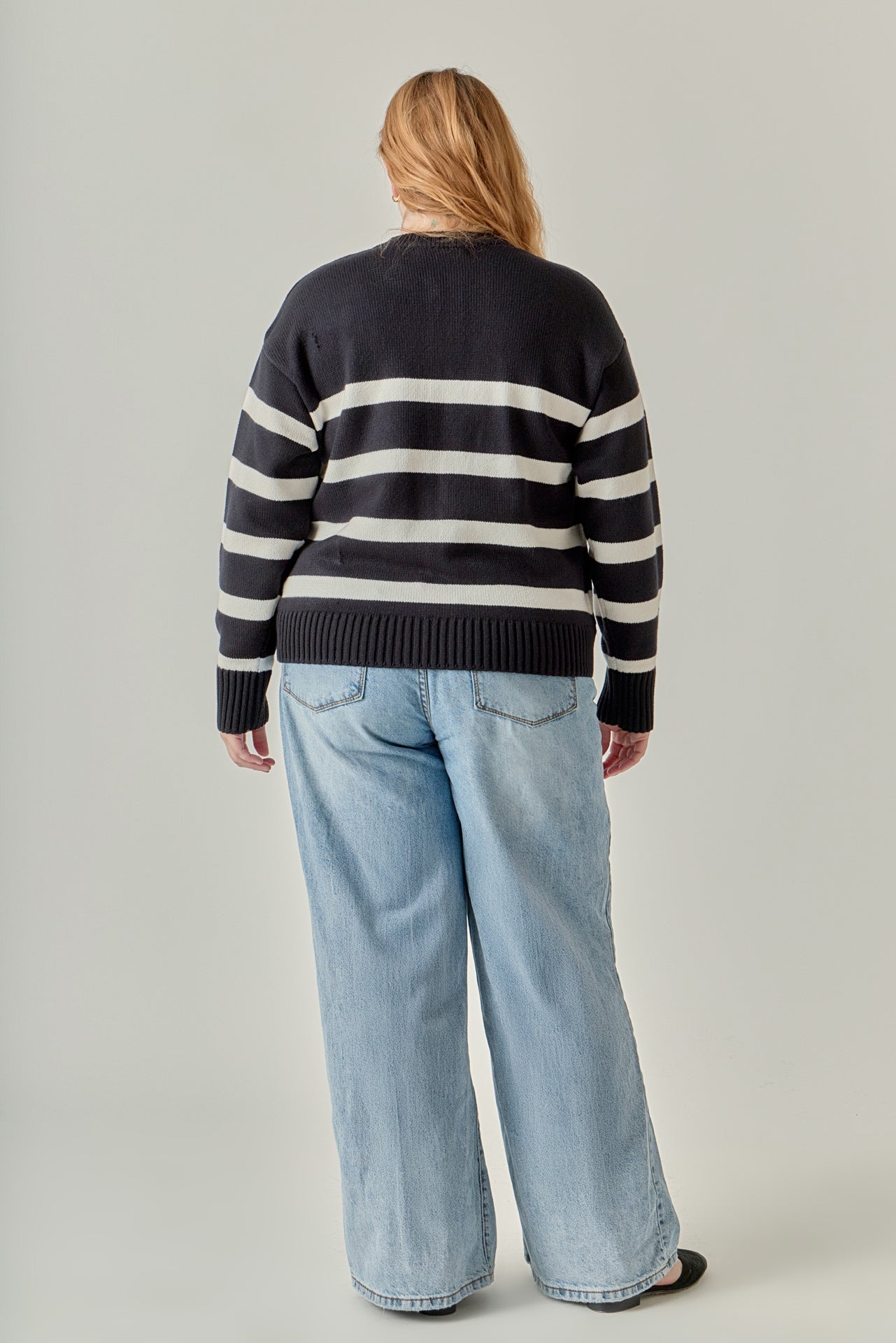 Zip Up Striped Sweater