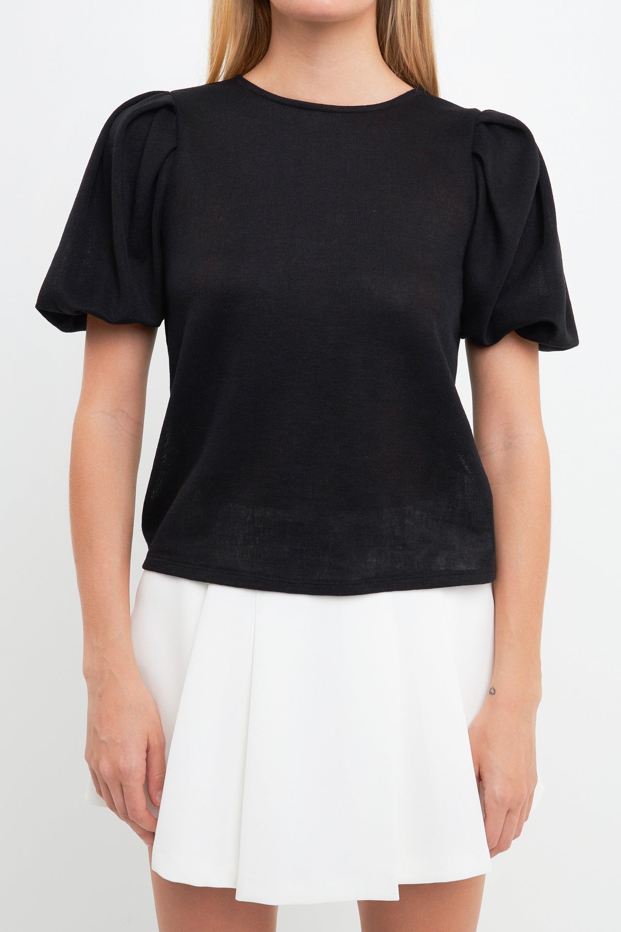 ENGLISH FACTORY - Pleated Shoulder Knit Top - TOPS available at Objectrare