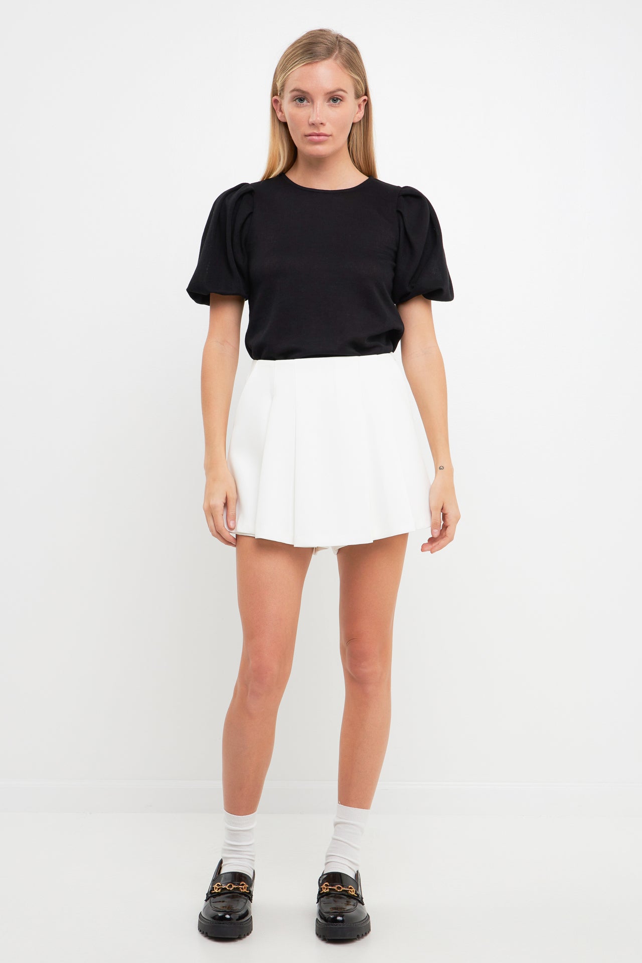ENGLISH FACTORY - Pleated Shoulder Knit Top - TOPS available at Objectrare