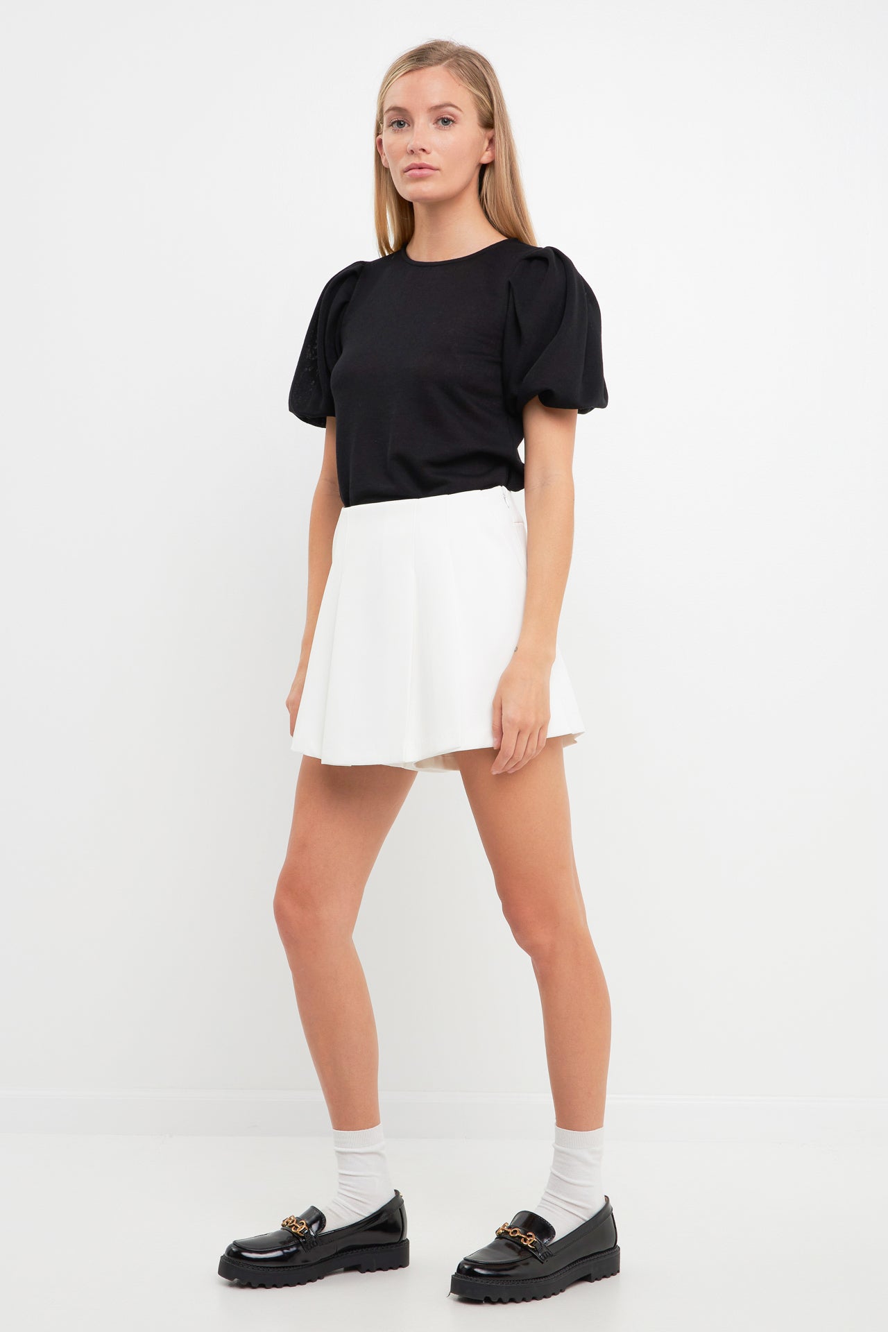 ENGLISH FACTORY - Pleated Shoulder Knit Top - TOPS available at Objectrare