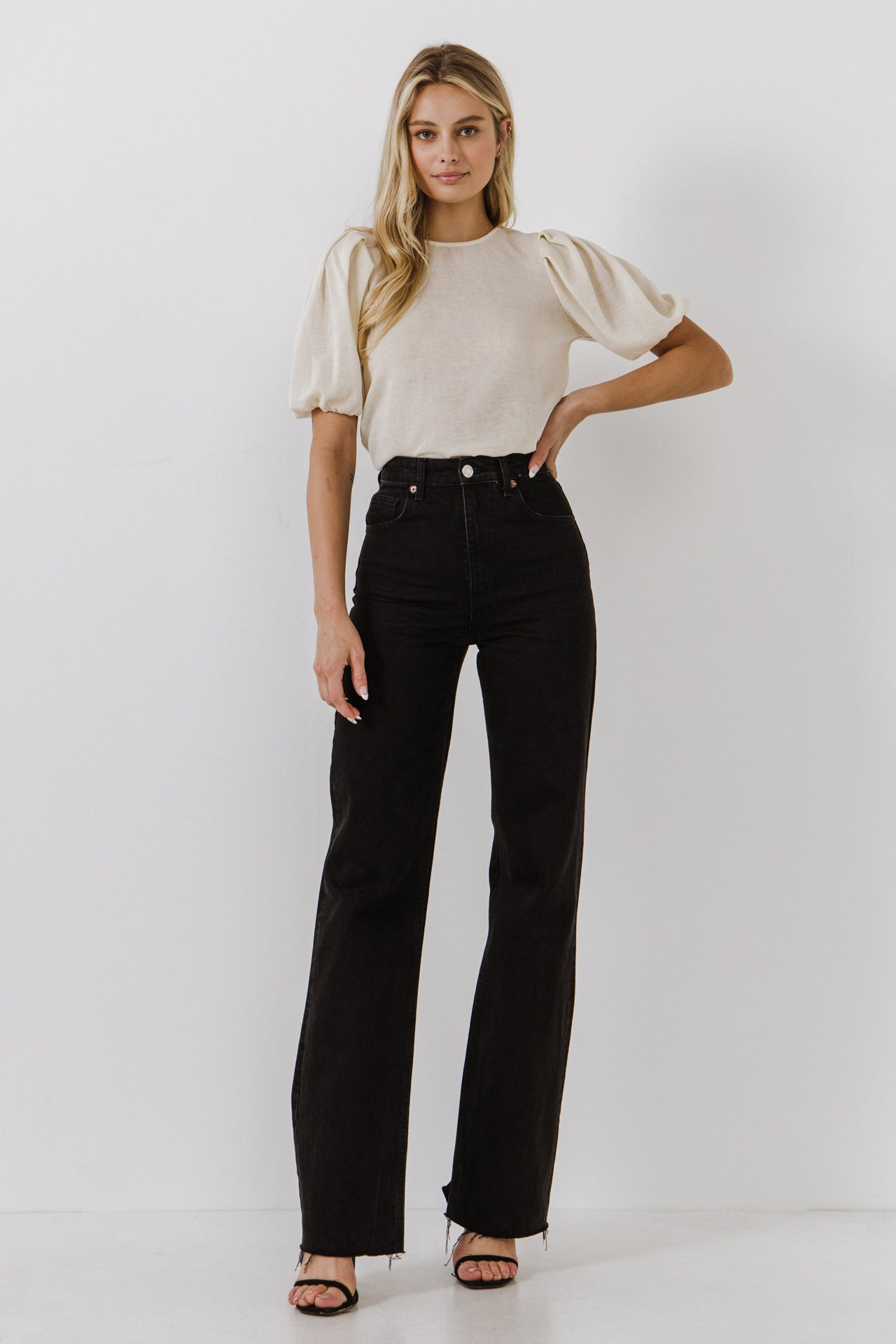 ENGLISH FACTORY - Puff Sleeve Knit Top - SHIRTS & BLOUSES available at Objectrare