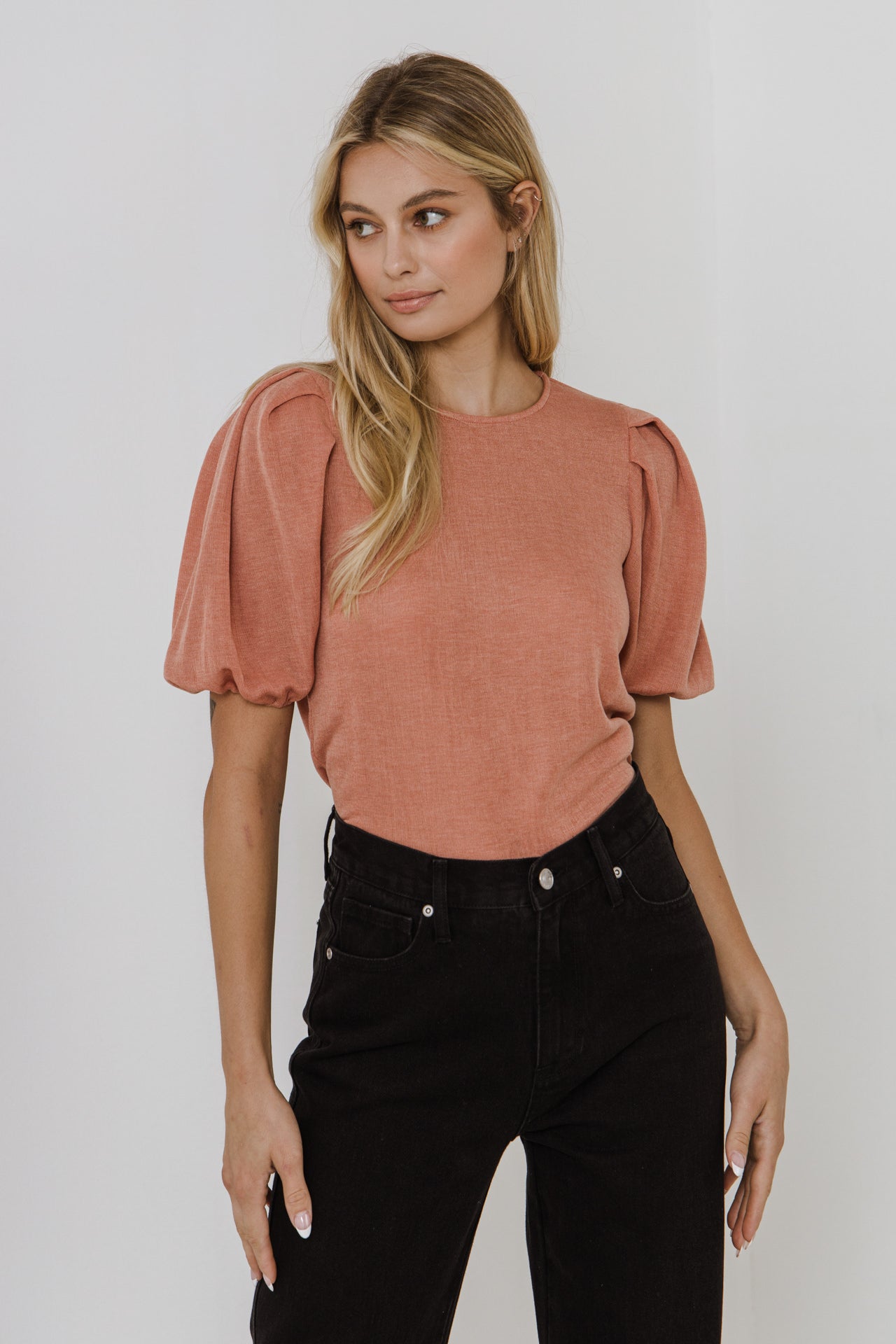 ENGLISH FACTORY - Puff Sleeve Knit Top - SHIRTS & BLOUSES available at Objectrare
