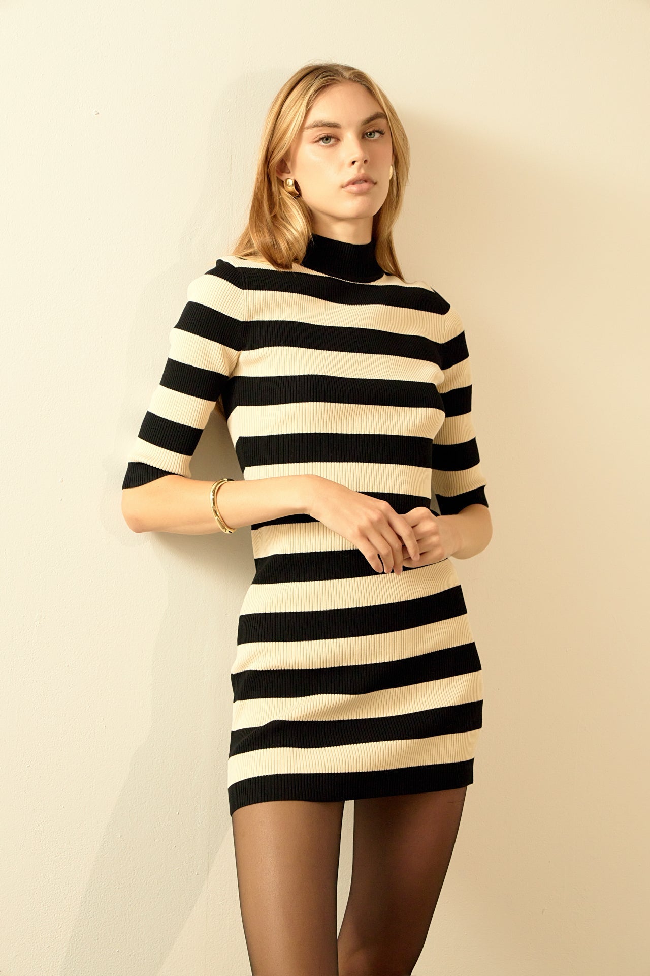 ENDLESS ROSE - Striped Knit Mini Dress - DRESSES available at Objectrare