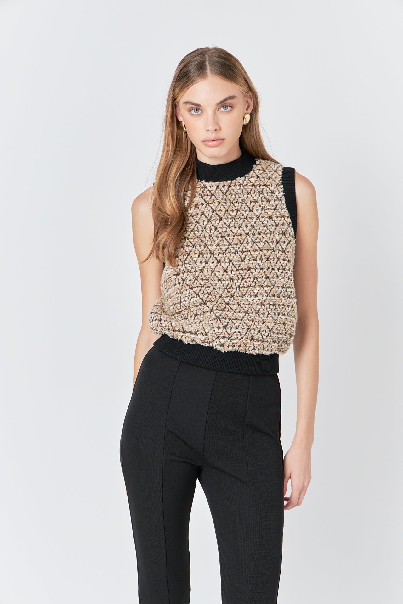 ENDLESS ROSE - Sequins Tweed Vest - TOPS available at Objectrare