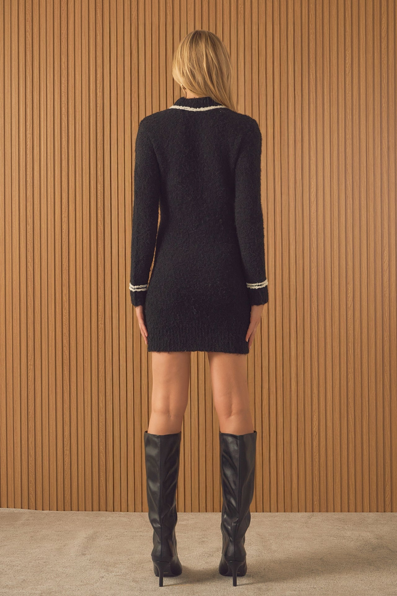 ENDLESS ROSE - Bow Knit Mini Sweater Dress - DRESSES available at Objectrare