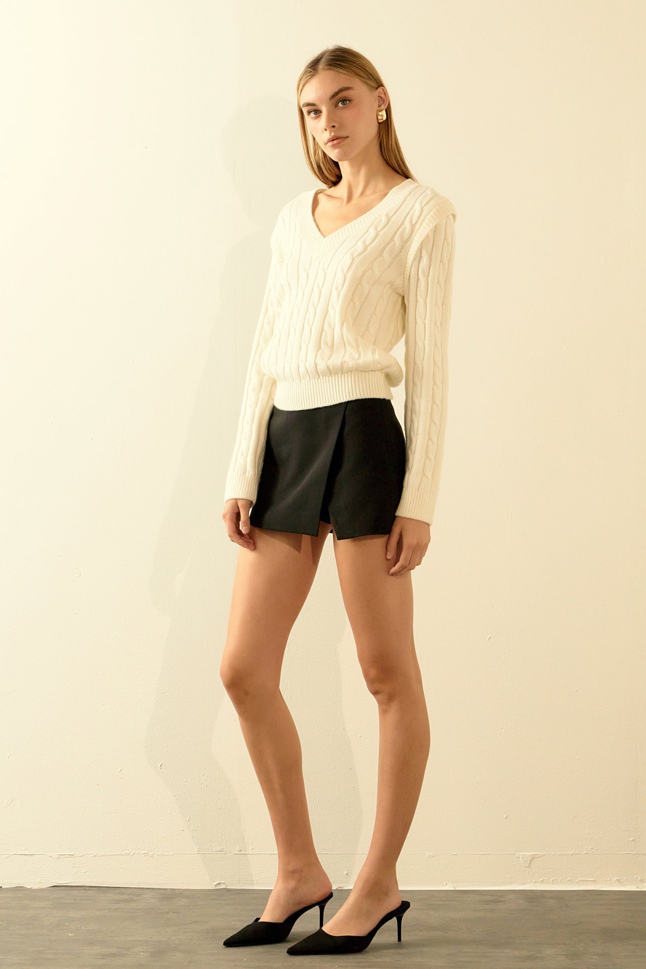 ENDLESS ROSE - Cable Knit Ribbed Sweater - SWEATERS & KNITS available at Objectrare
