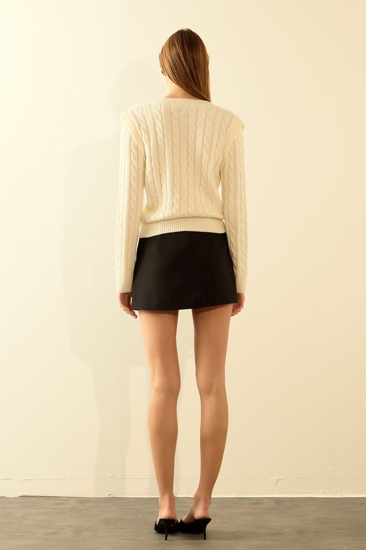 ENDLESS ROSE - Cable Knit Ribbed Sweater - SWEATERS & KNITS available at Objectrare