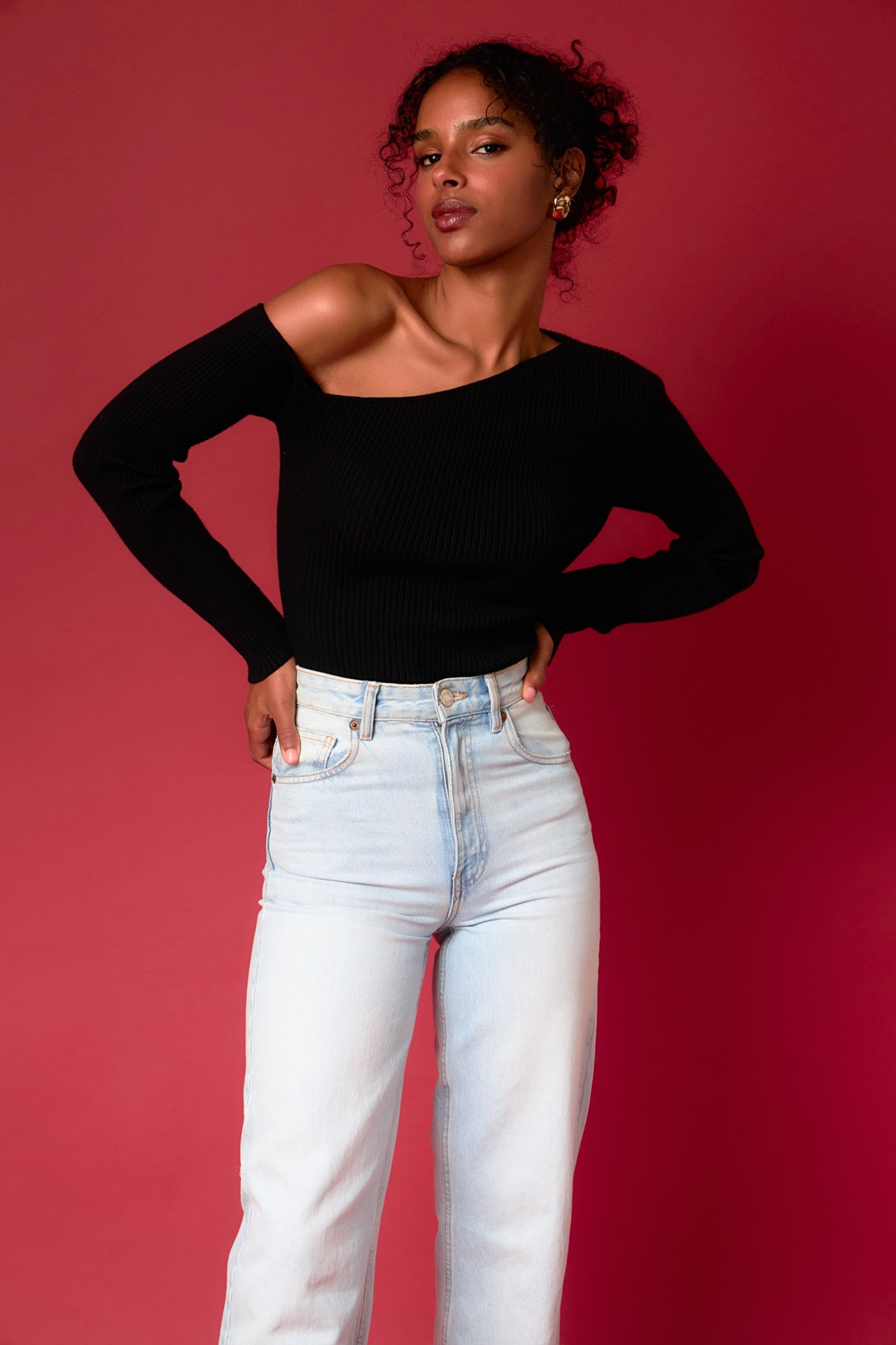 ENDLESS ROSE - One Shoulder Ribbed Top - SWEATERS & KNITS available at Objectrare