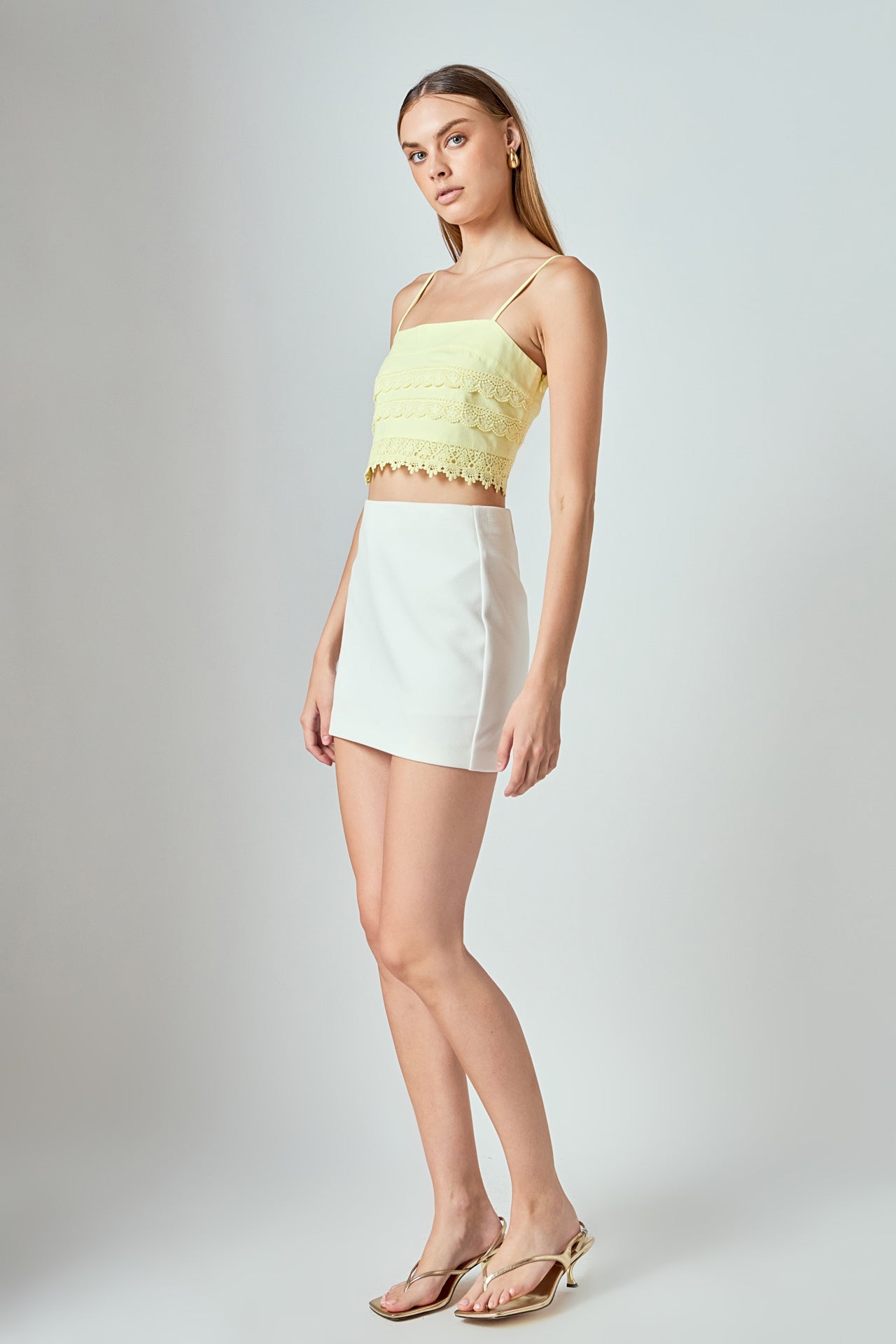 ENDLESS ROSE - Lace Trim Crop Top - TOPS available at Objectrare