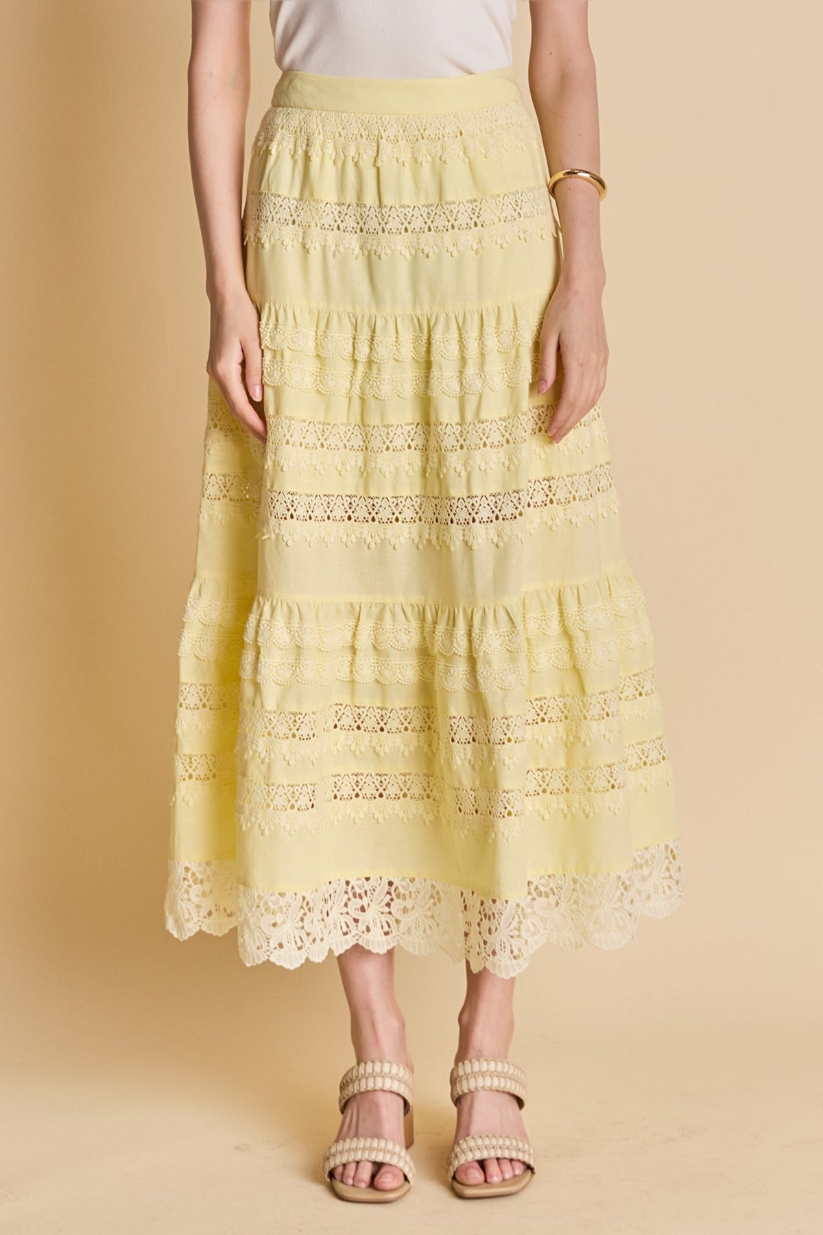 ENDLESS ROSE - Laced Midi Skirt - SKIRTS available at Objectrare