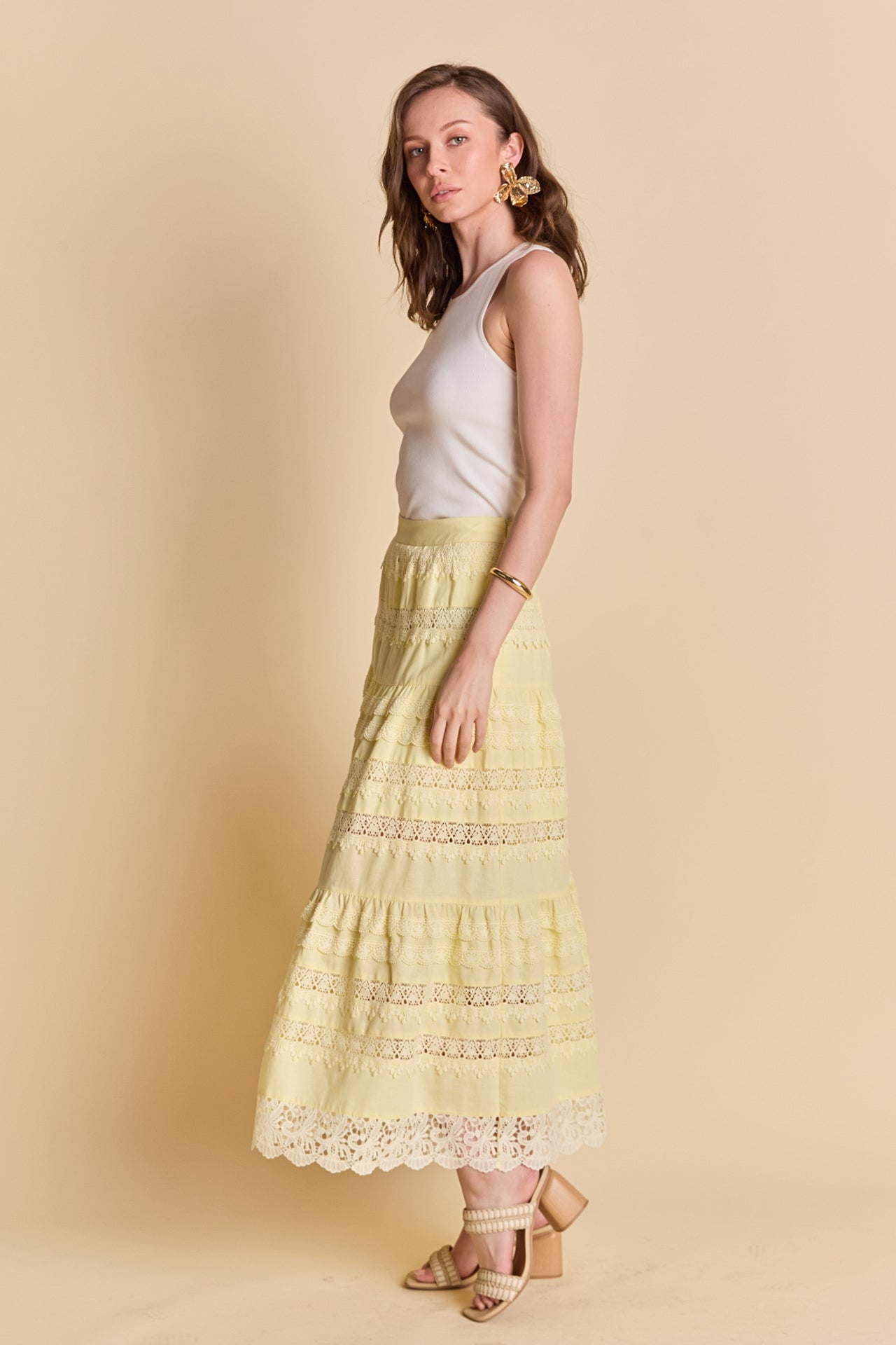 ENDLESS ROSE - Laced Midi Skirt - SKIRTS available at Objectrare